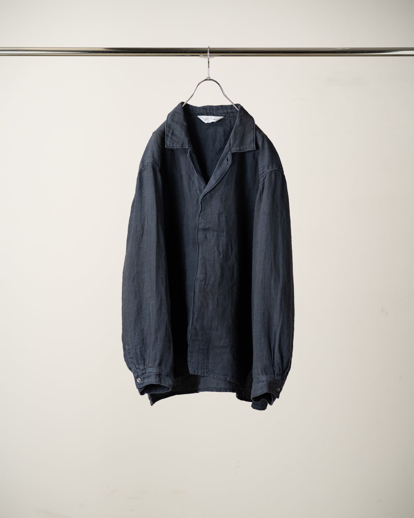 AGING LINEN CROSS-LINE SHIRT(NAVY)