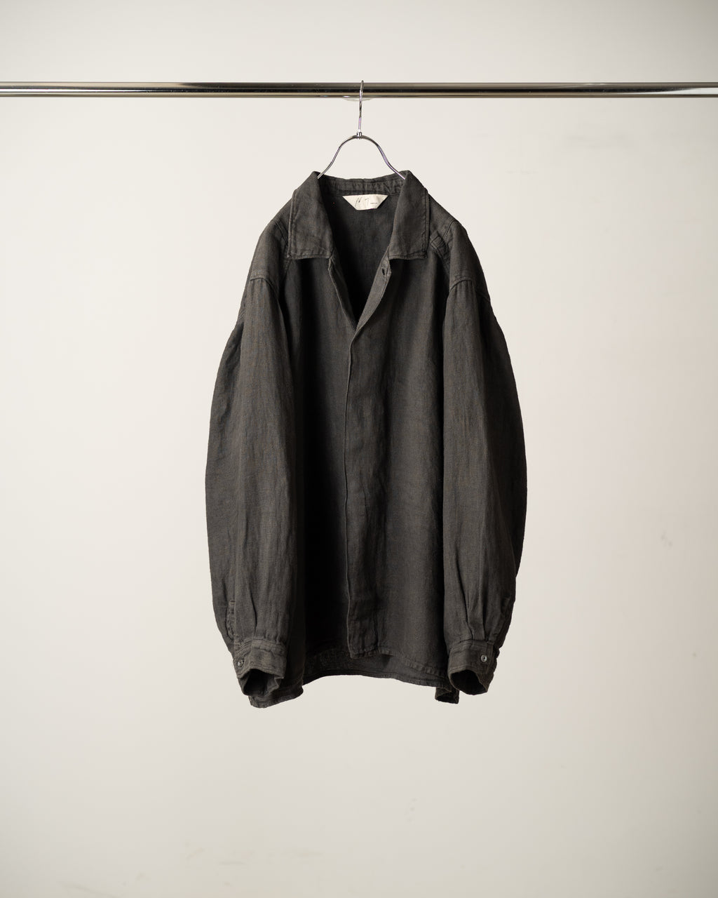 AGING LINEN CROSS-LINE SHIRT(BLACK)