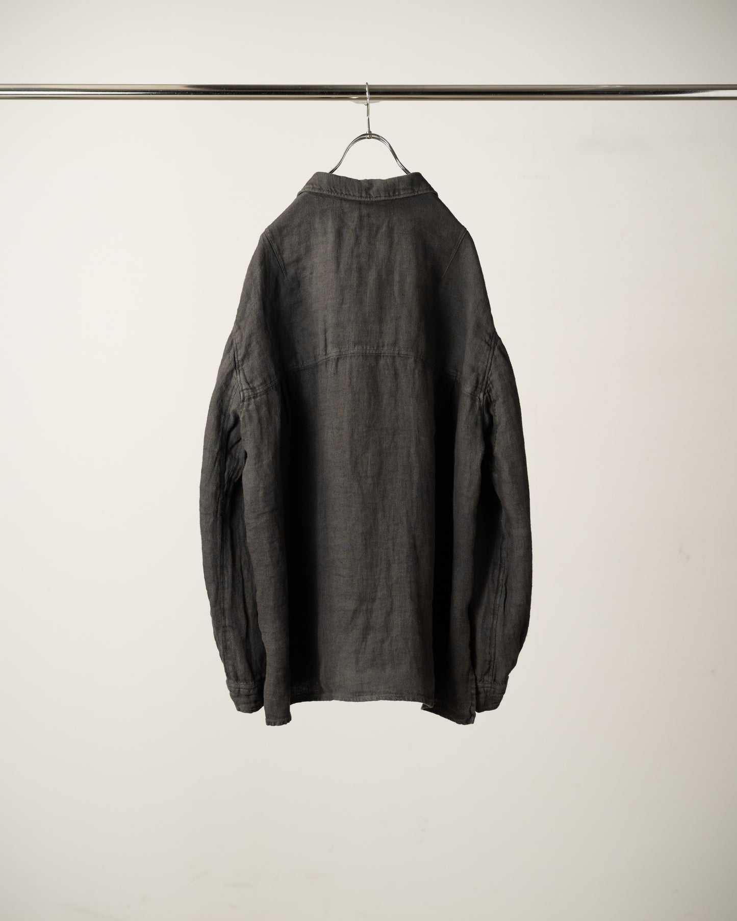AGING LINEN CROSS-LINE SHIRT(BLACK)