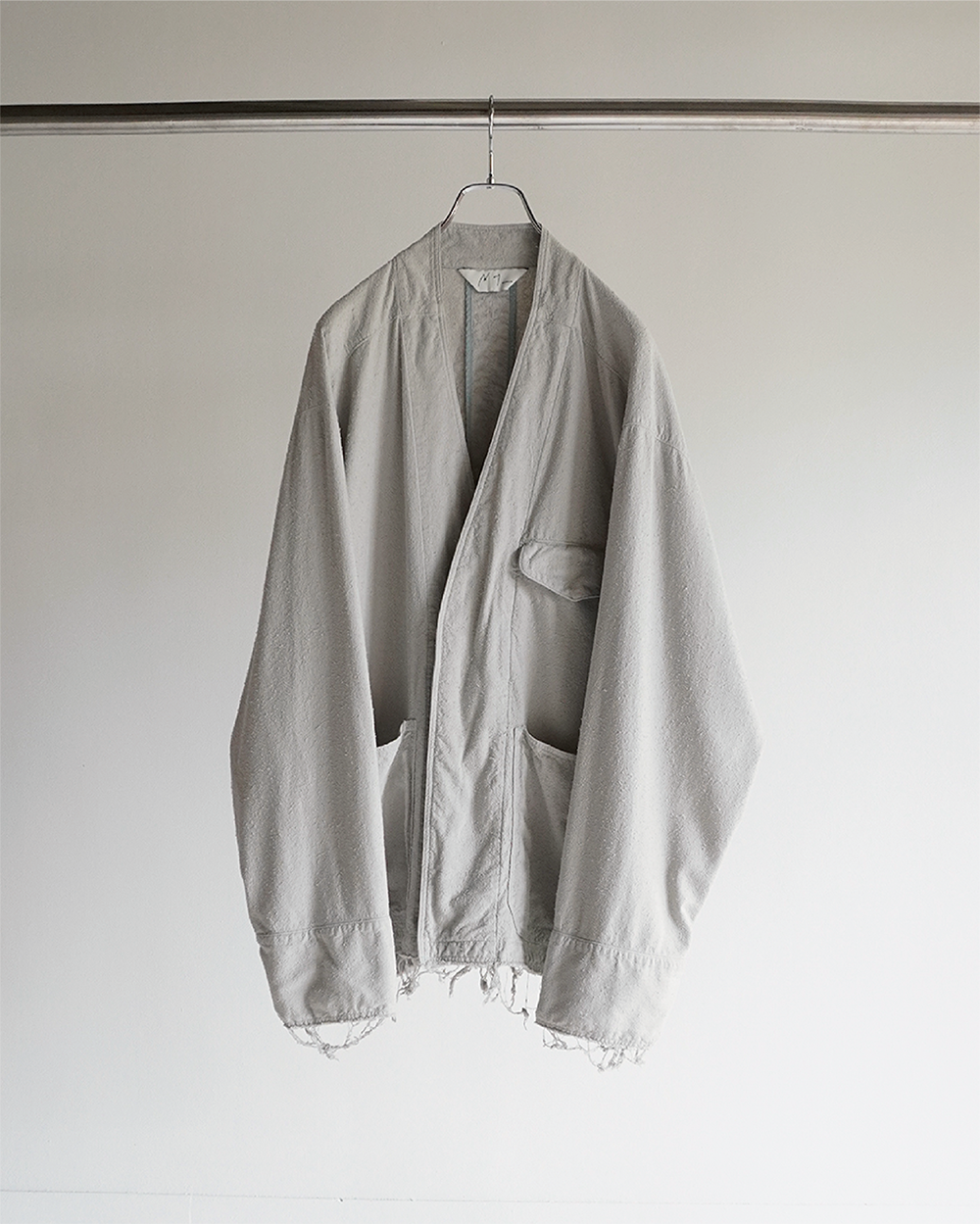 SILK SUEDE COLLARLESS JACKET(BLUEGRAY)