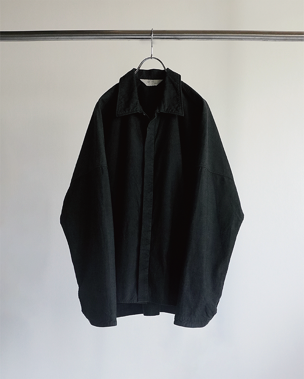 CHANBRAY DRESS LS SHIRT(BLACK)
