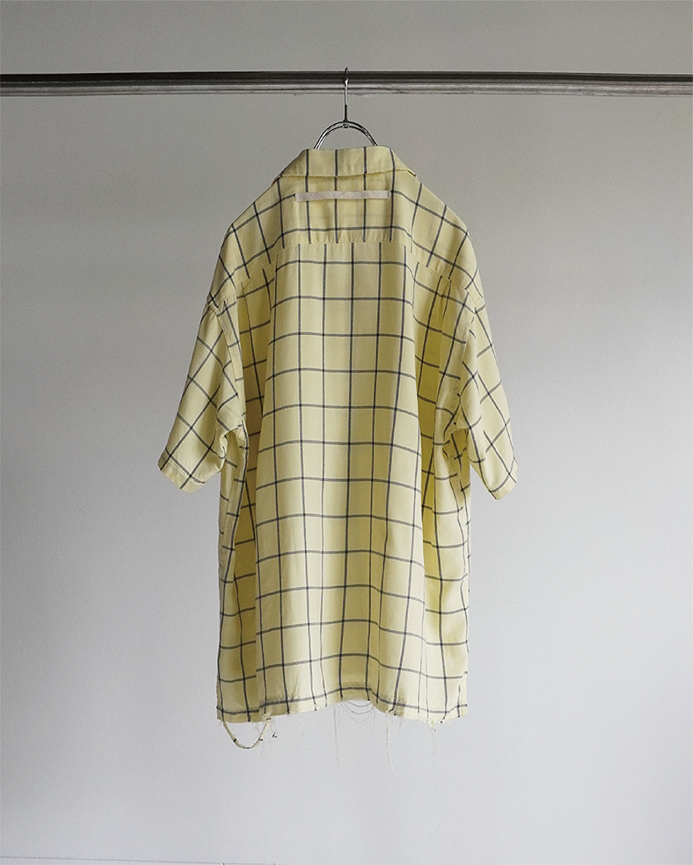 RAYON CHECK OPEN COLLAR SS SHIRT(CREAM)