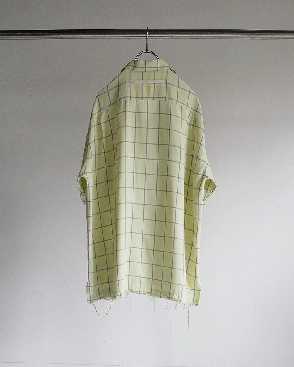 RAYON CHECK OPEN COLLAR SS SHIRT(MINT)