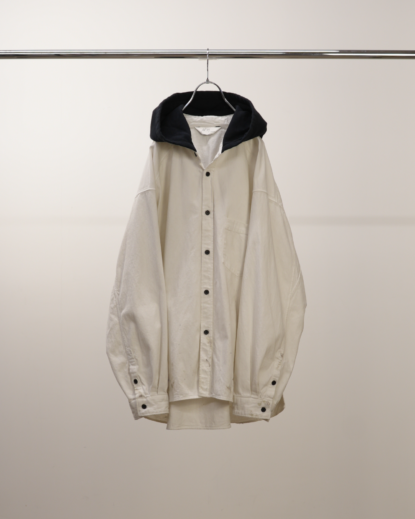 DENIM HOODIE SHIRT(WHITE)