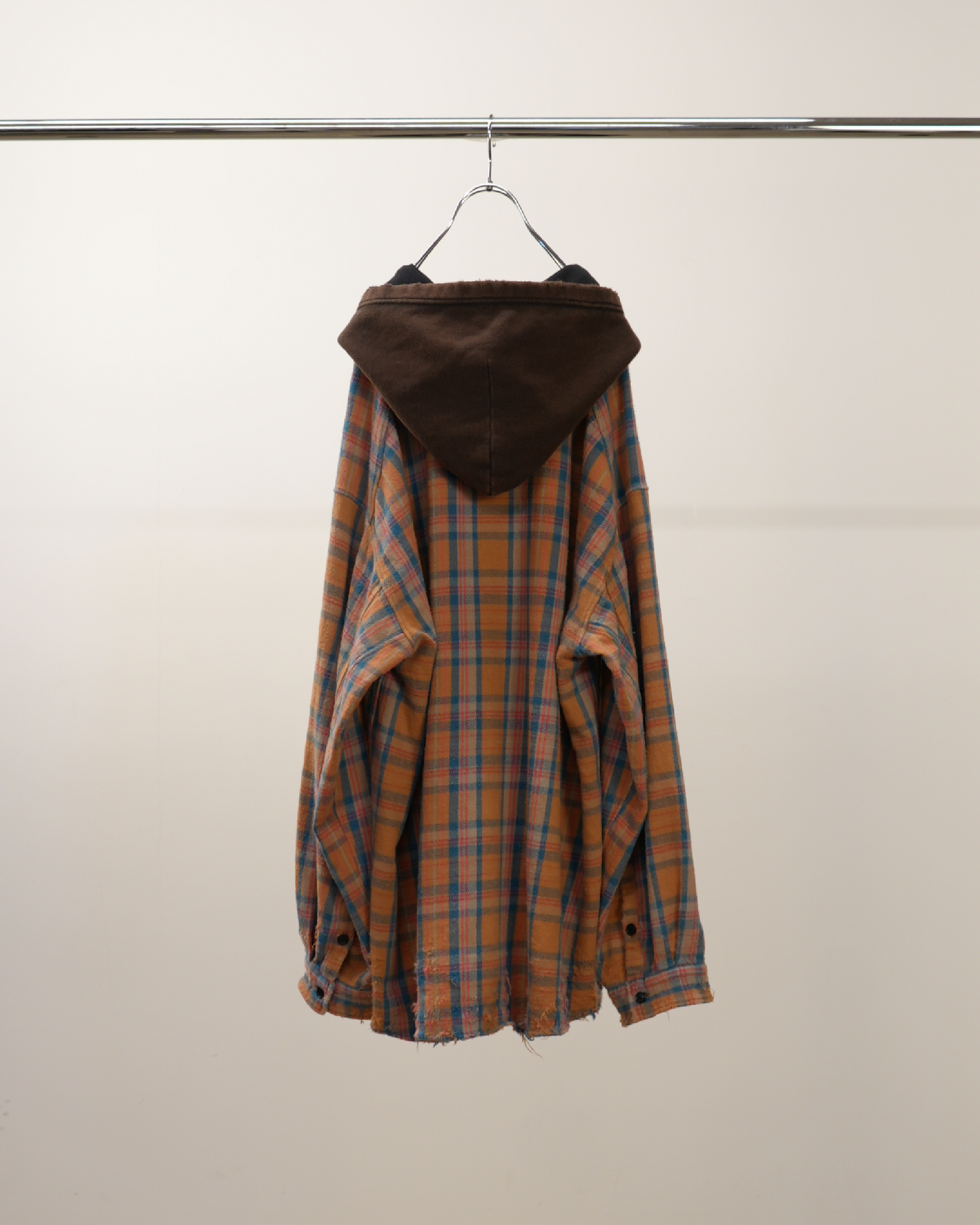 NEL CHECK HOODIE SHIRT(CAMEL)