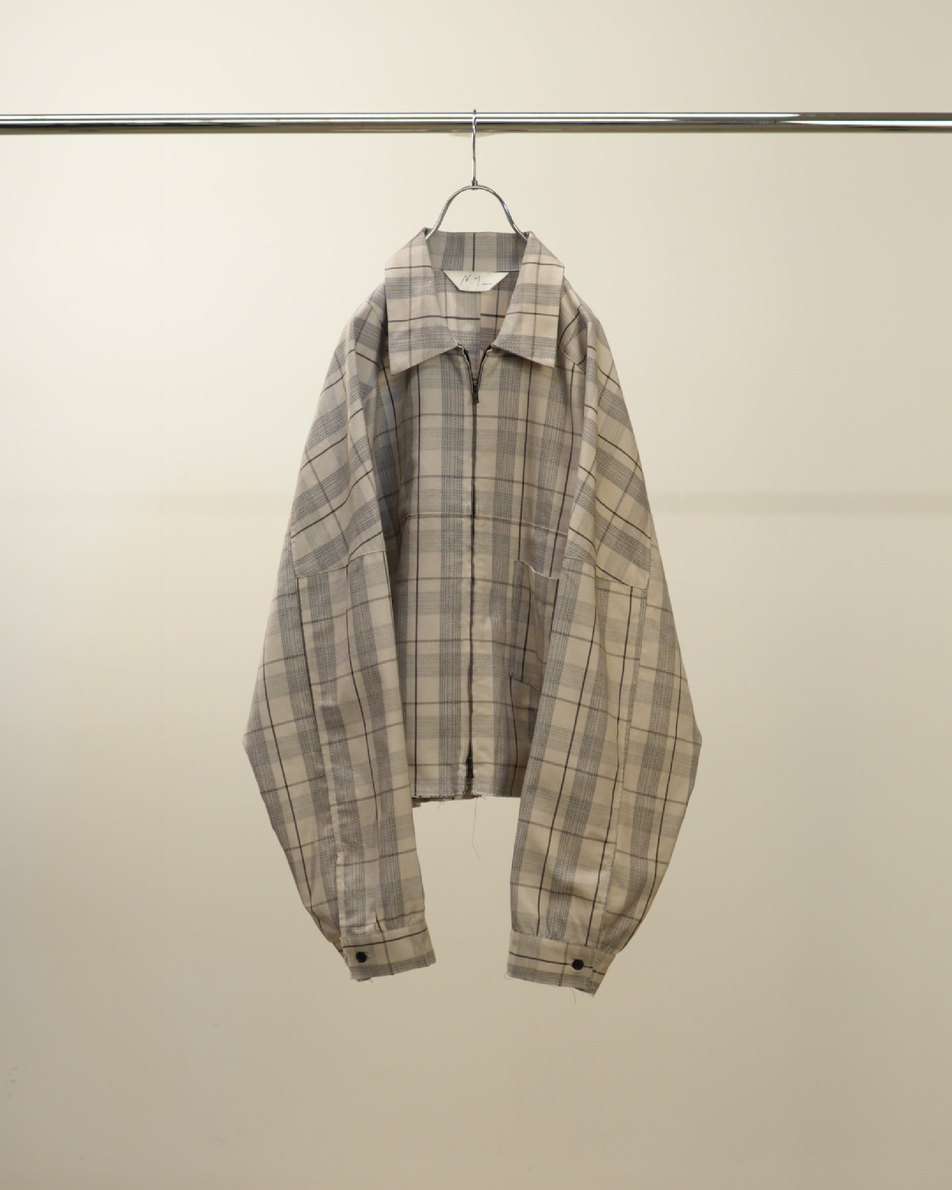 C/R CHECK SHORT ZIPUP SHIRT JACKET(GRAY) – ANCELLM