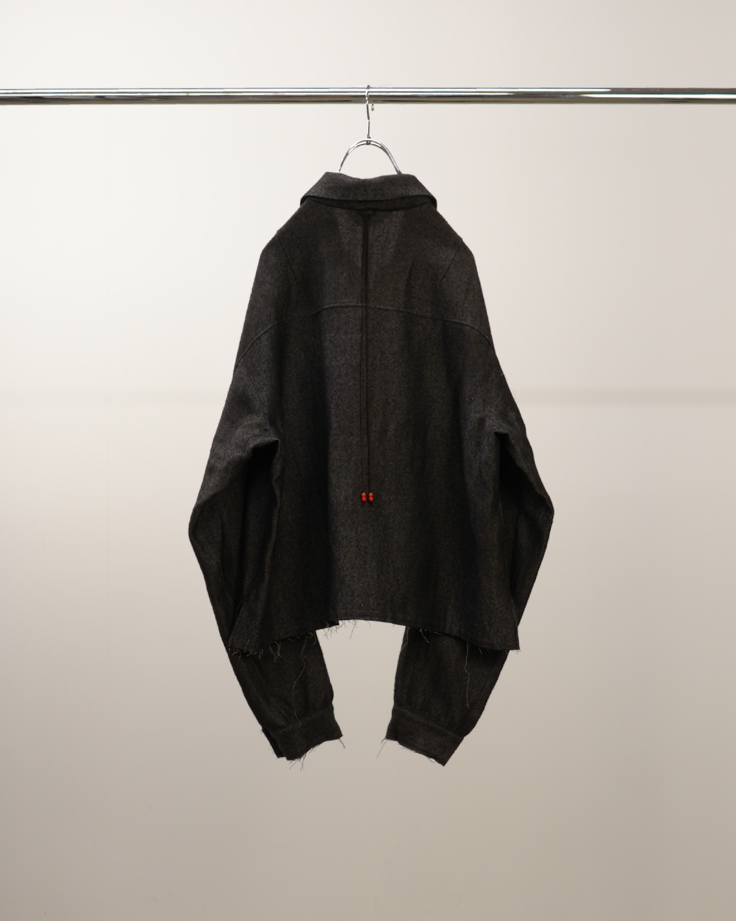 SHRINK WOOL SHORT ZIPUP SHIRT JACKET(BROWN)