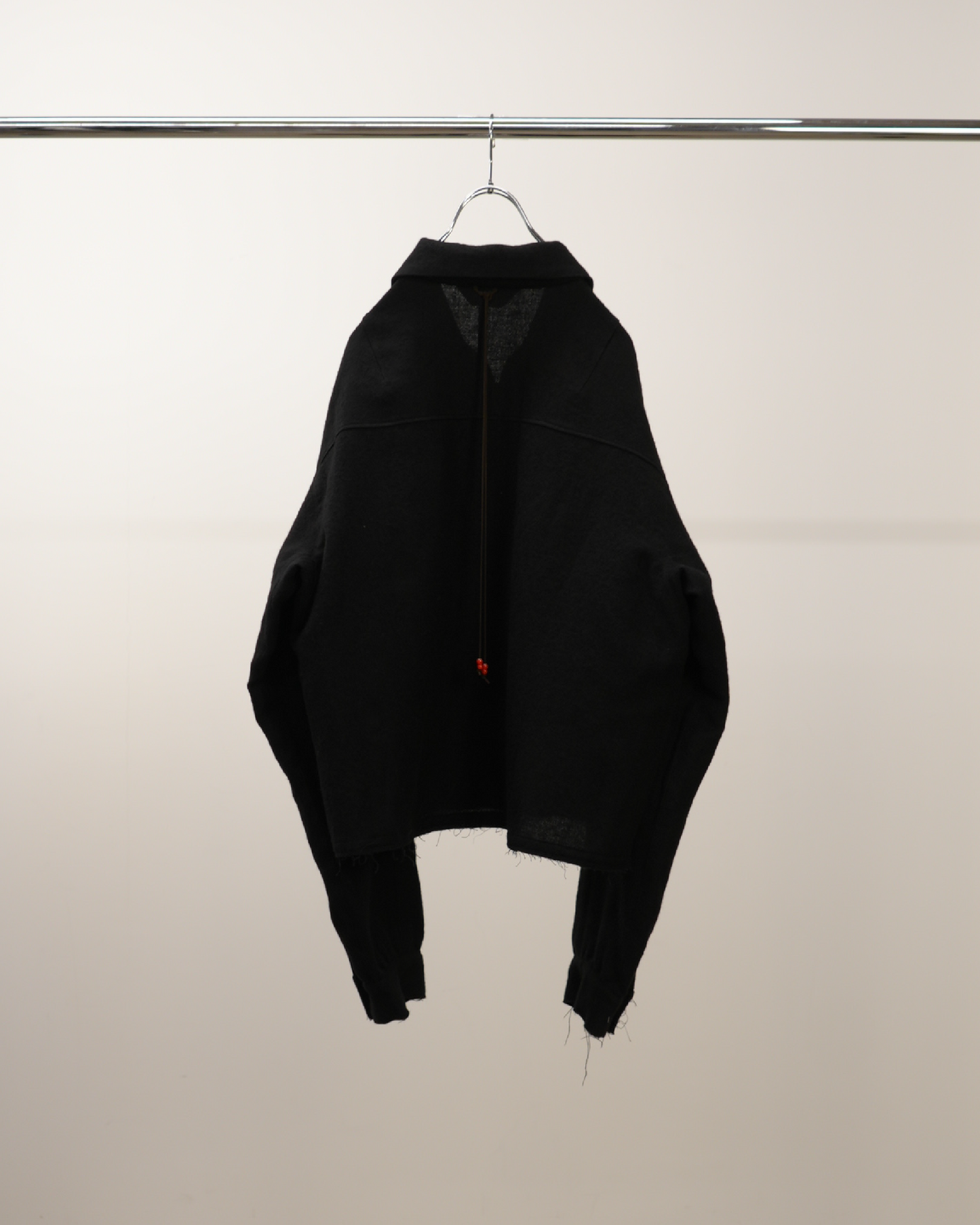 SHRINK WOOL SHORT ZIPUP SHIRT JACKET(BLACK)
