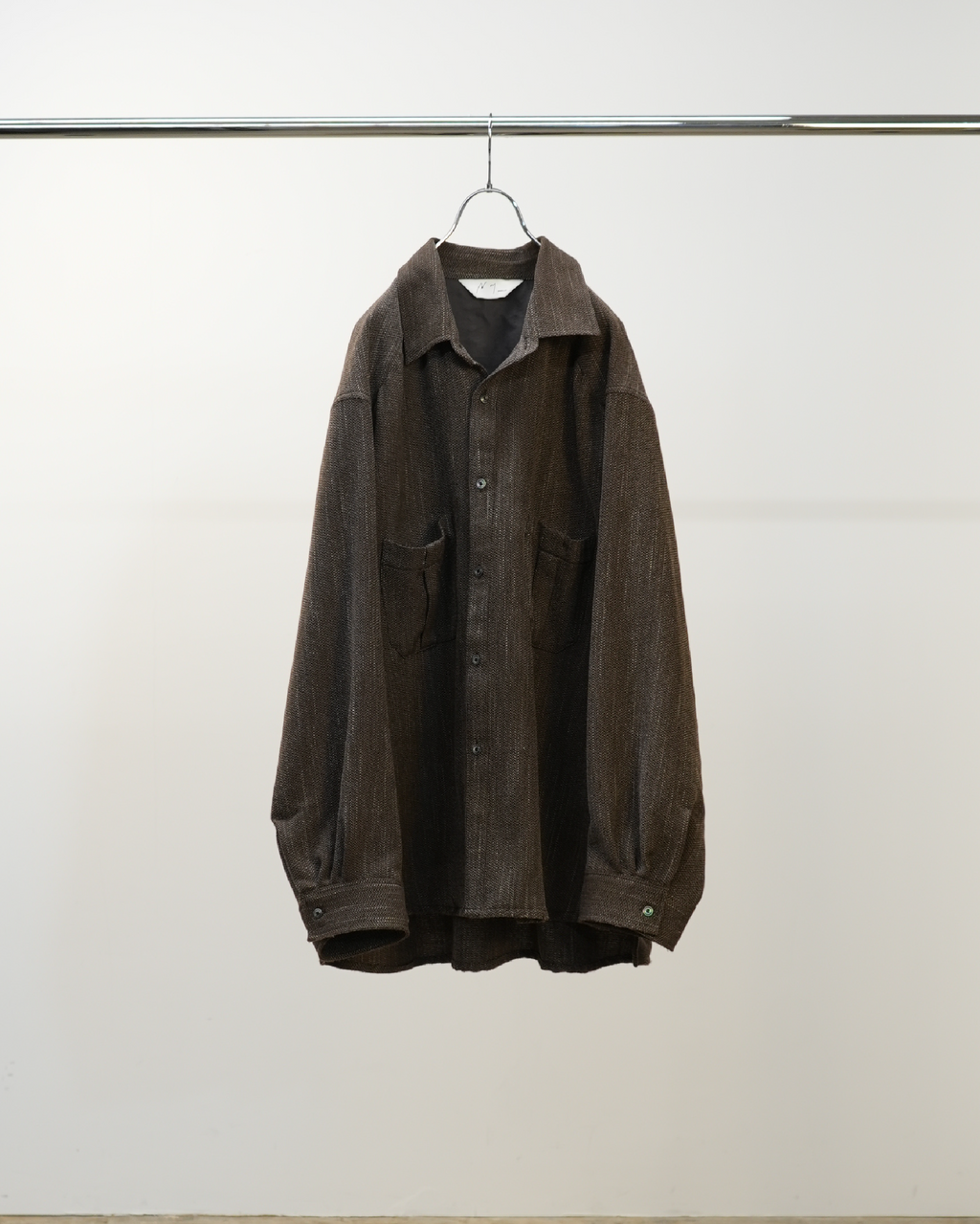 MELANGE WOOL OVER WORK SHIRT(BROWN)