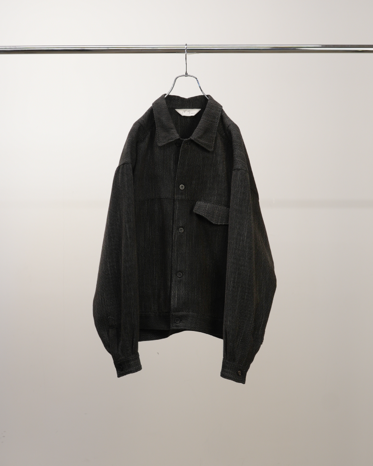 MELANGE WOOL WORK SHIRT BLOUSON(BLACK)