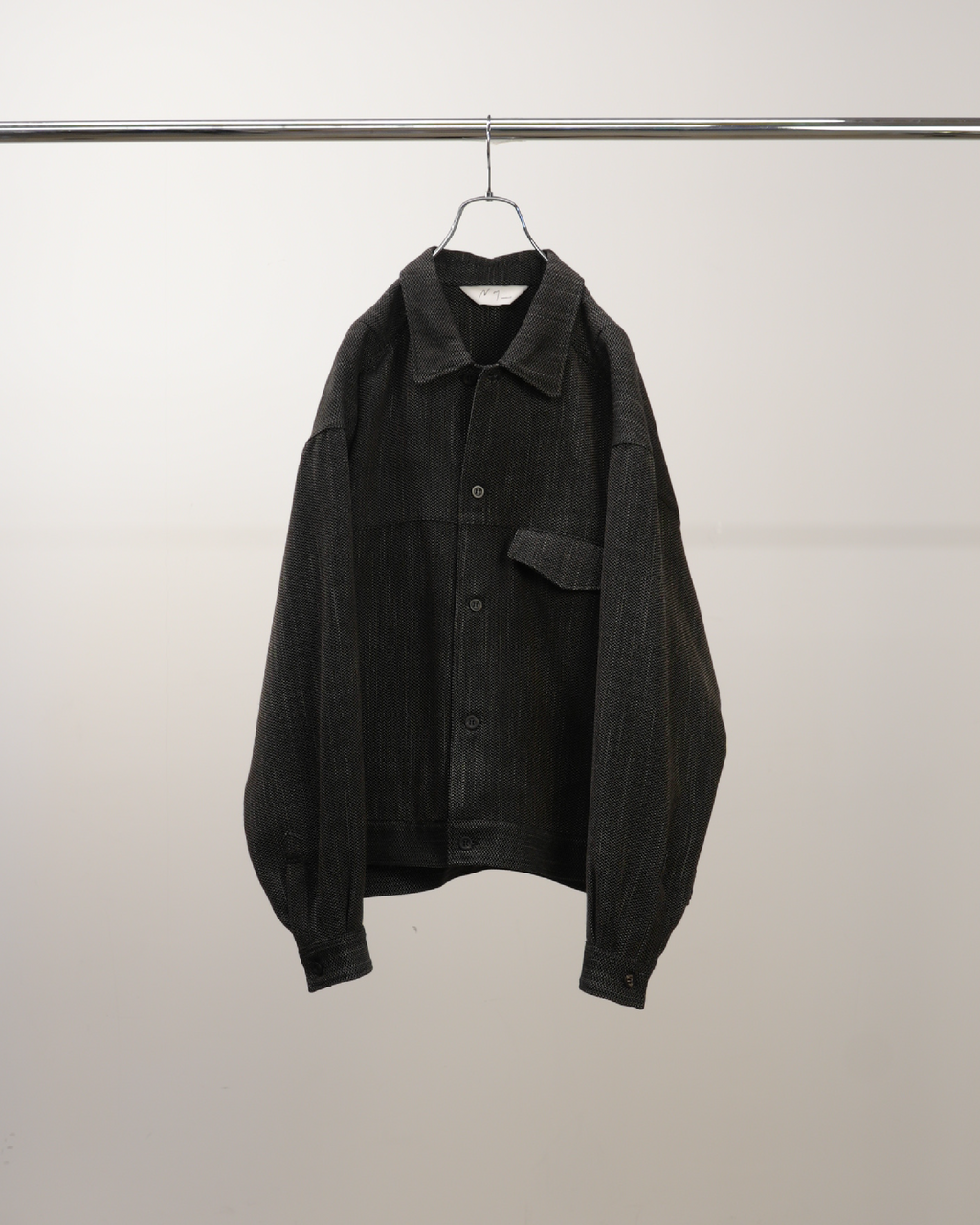 MELANGE WOOL WORK SHIRT BLOUSON(BLACK)
