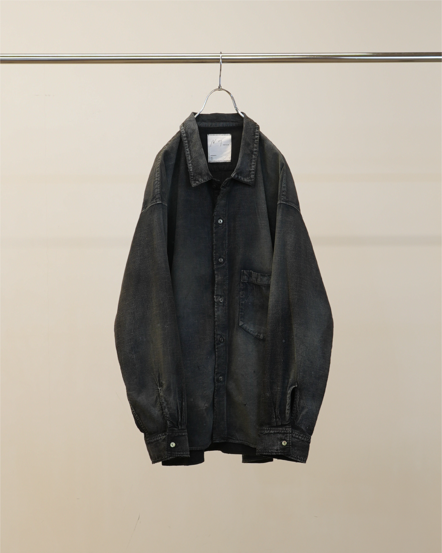 トップス ANCELLM BRUSHSTROKE AGING SHIRT BLACK BRUSHSTROKE AGING SHIRT(BLACK) – ANCELLM