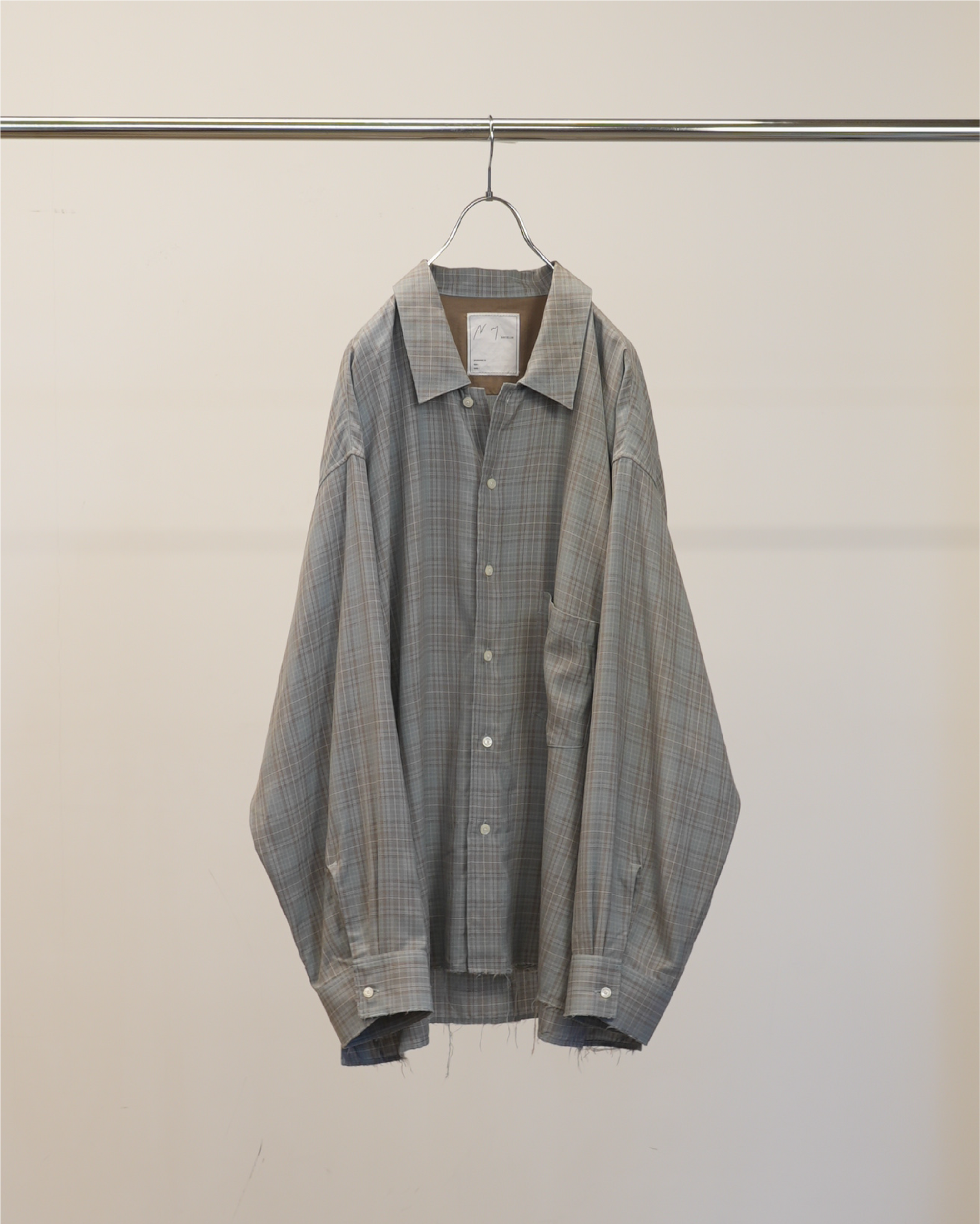 AGING RAYON CHECK SHIRT(BLUE) – ANCELLM
