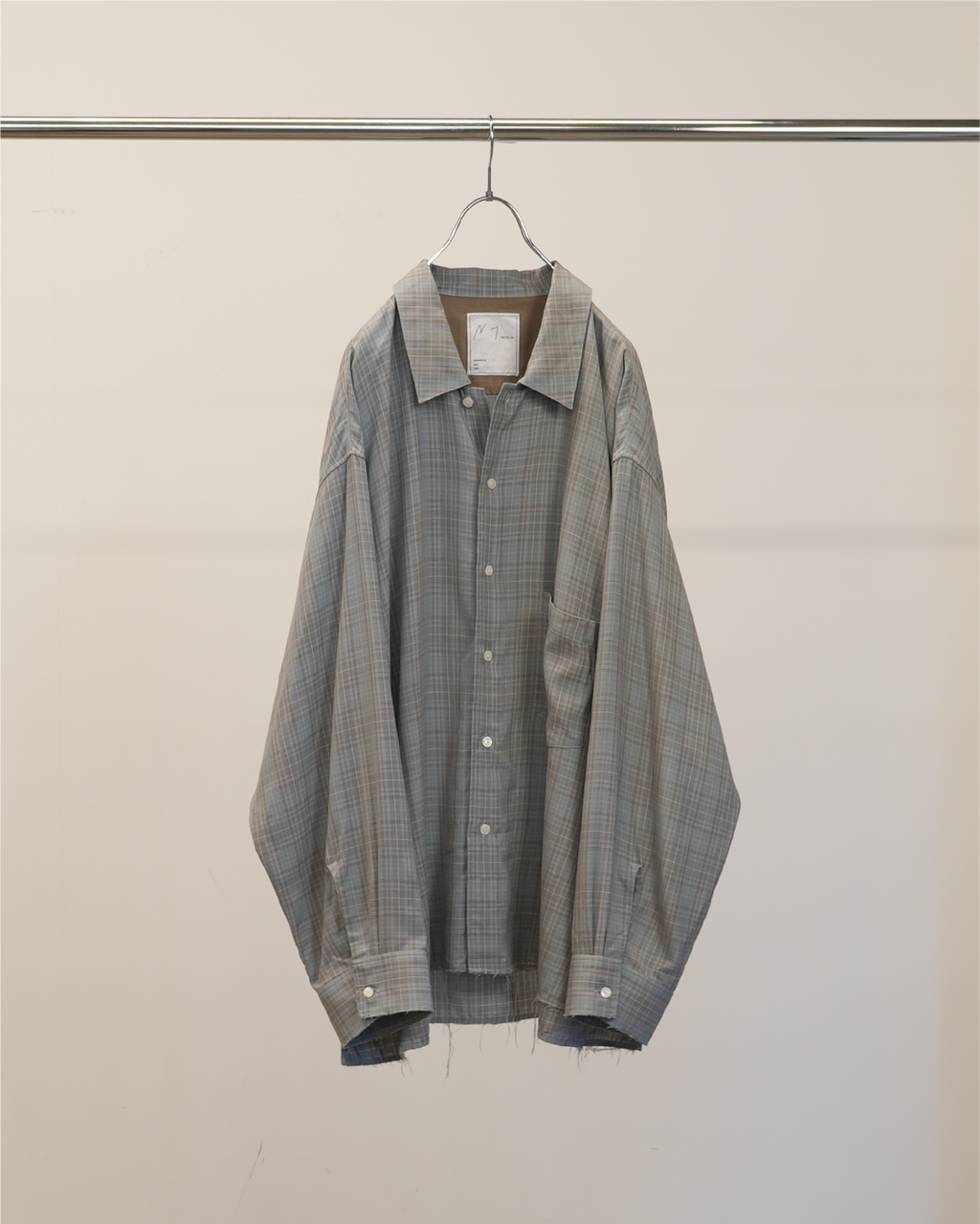 AGING RAYON CHECK SHIRT(BLUE)