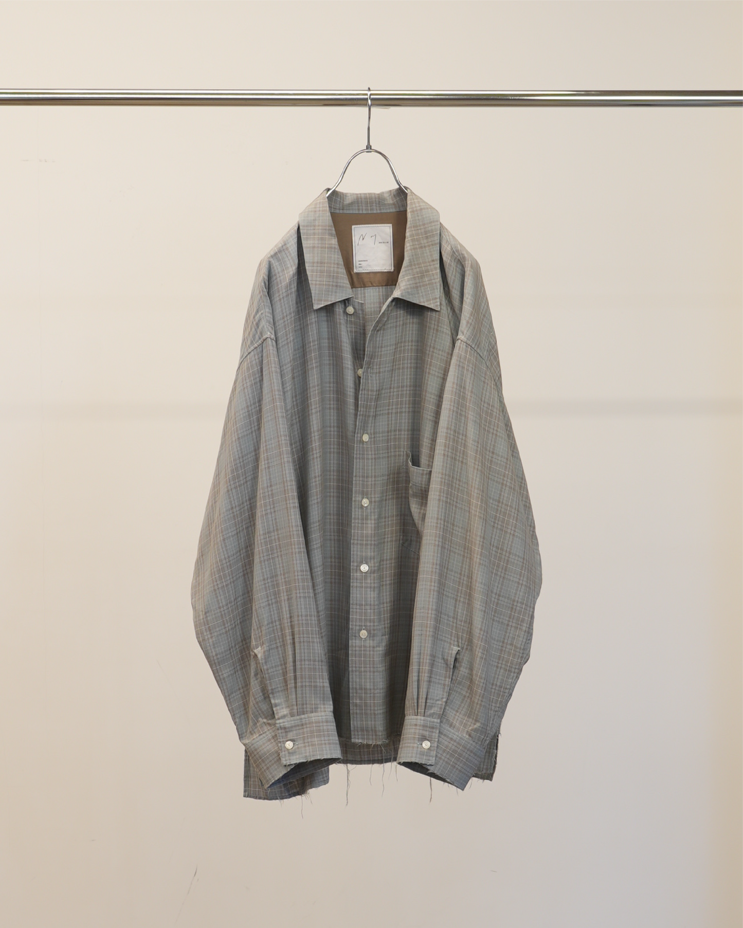 AGING RAYON CHECK SHIRT(BLUE)