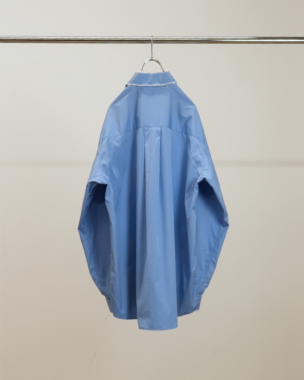 HIGH-COUNT FRAYED OVER SHIRT(BLUE) – ANCELLM