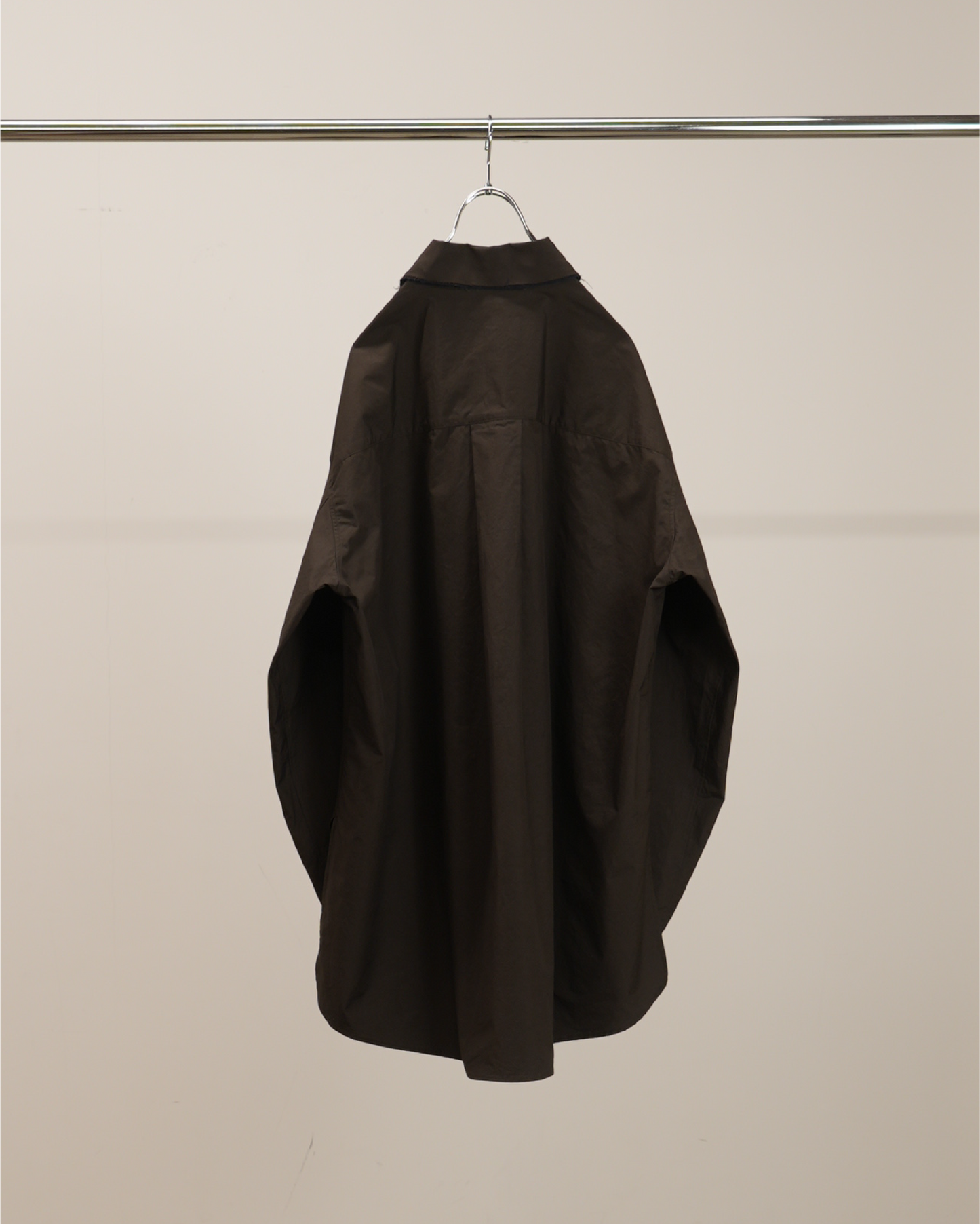 HIGH-COUNT FRAYED OVER SHIRT(BROWN)