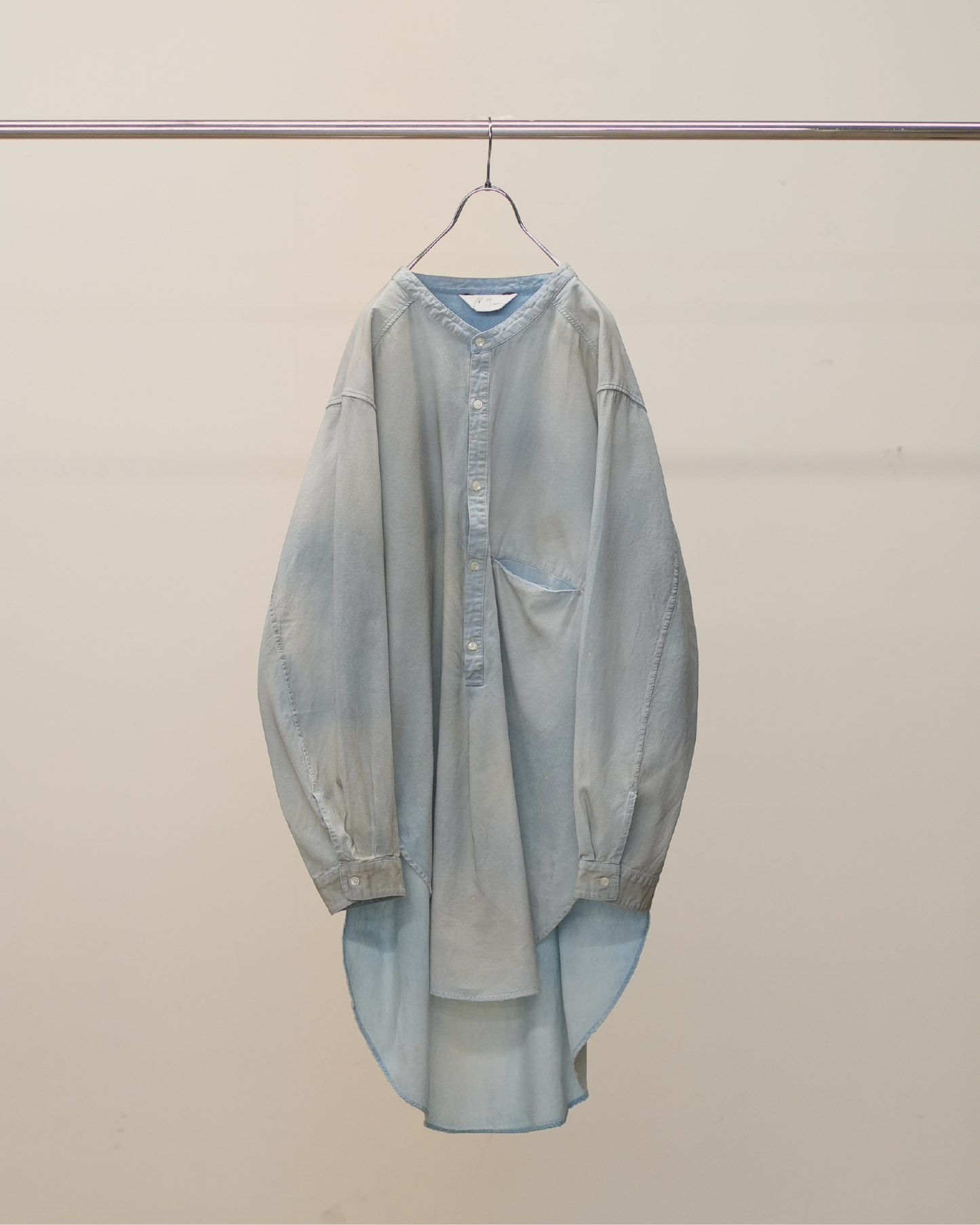 CHAMBRAY LONG SHIRT DRESS(INDIGO)