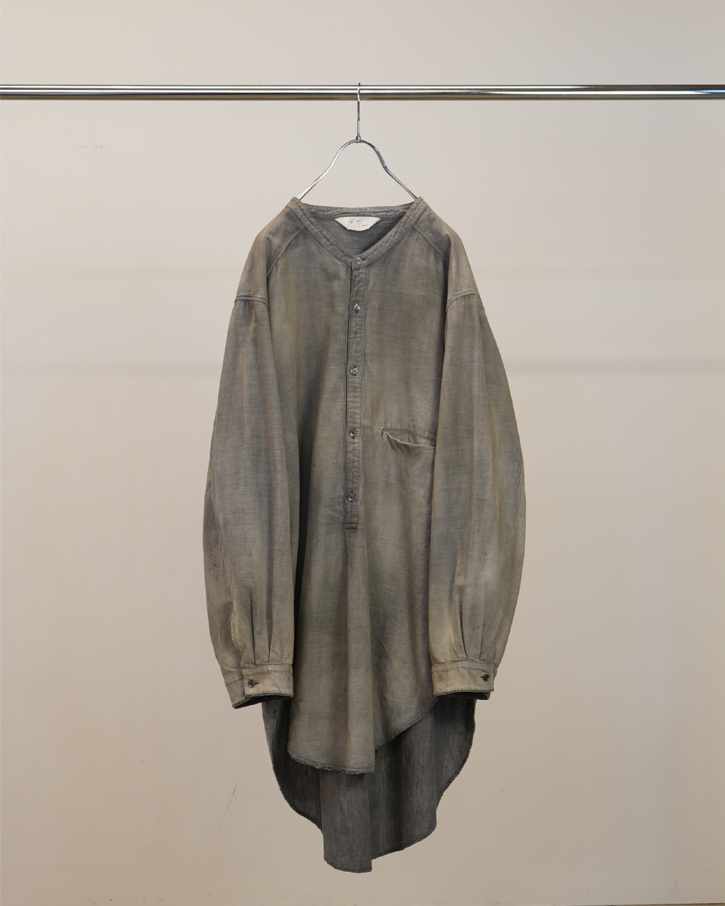 CHAMBRAY LONG SHIRT DRESS(BLACK)