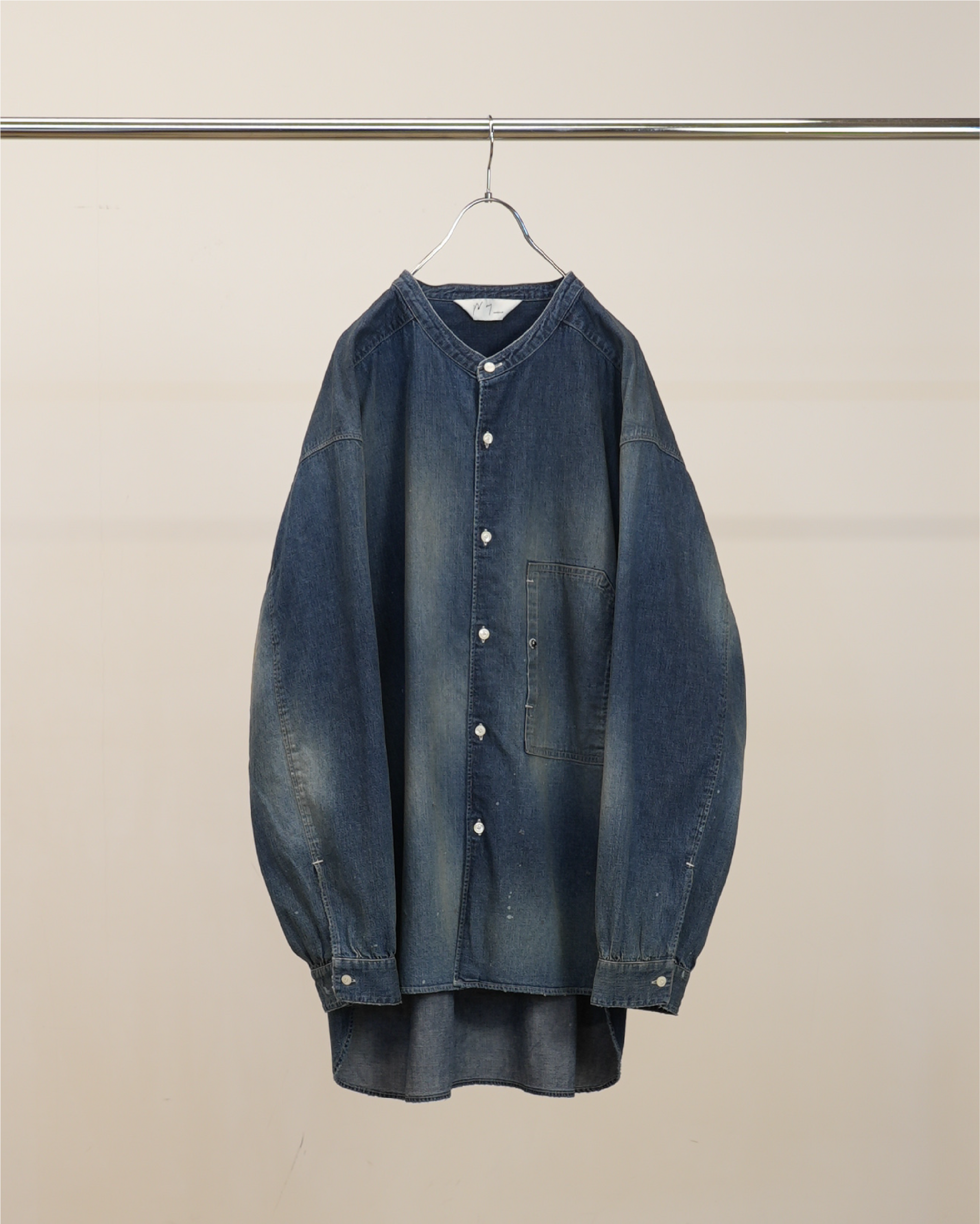 DENIM BAND COLLAR SHIRT(INDIGO) – ANCELLM