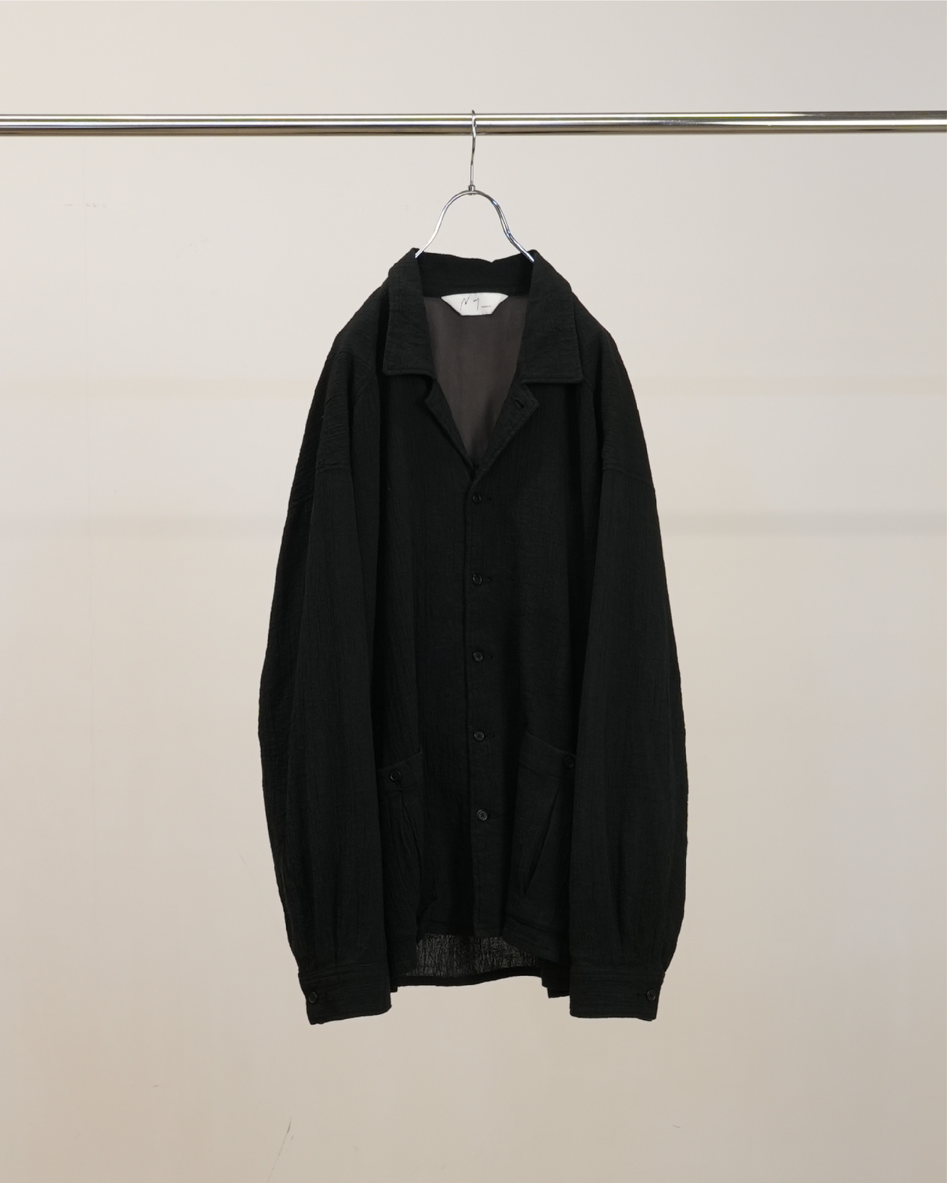 CREPE SHIRT JACKET(BLACK) – ANCELLM