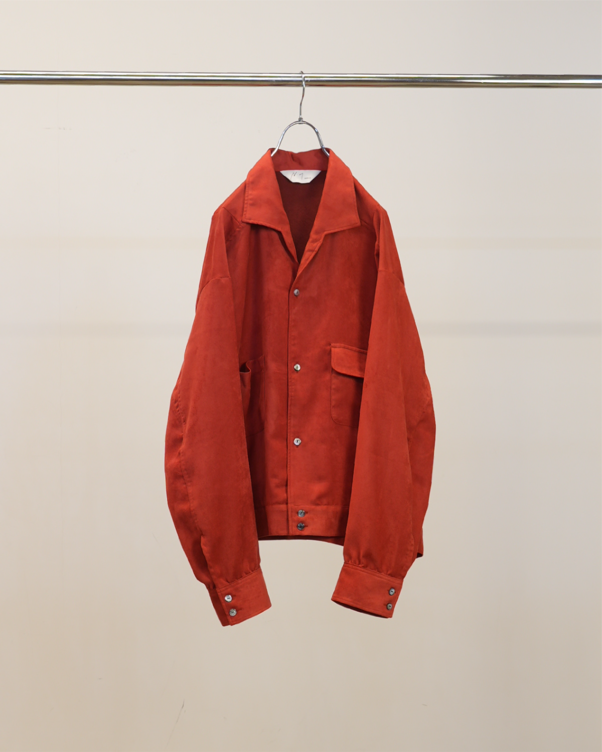 VEGAN SUEDE OPEN COLLAR SHIRT(RED)