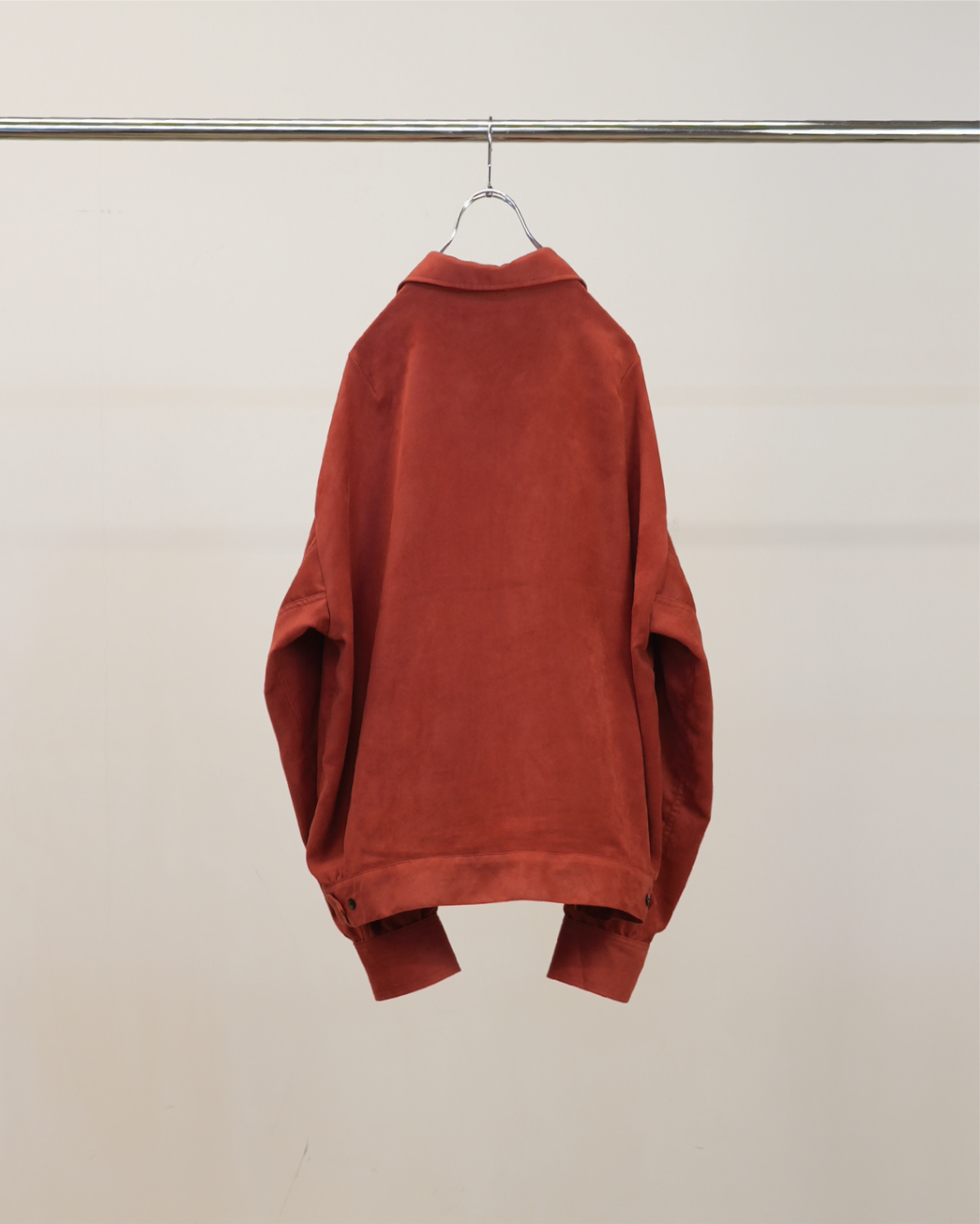 VEGAN SUEDE OPEN COLLAR SHIRT(RED)