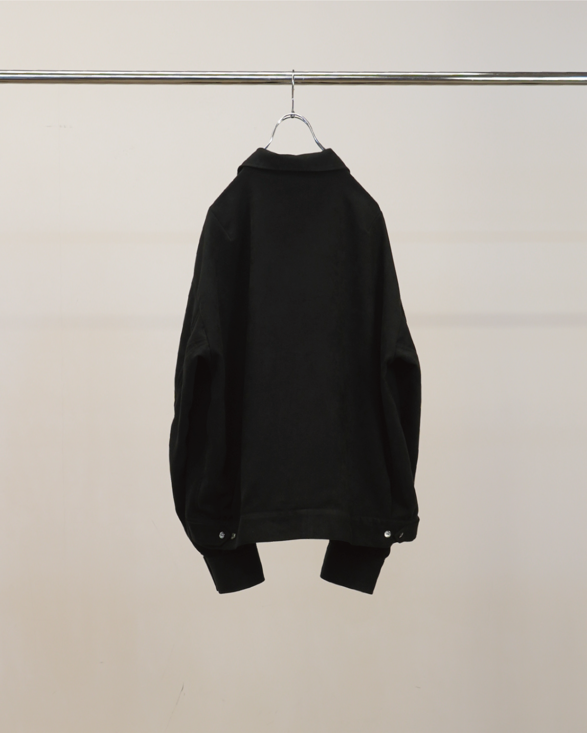 VEGAN SUEDE OPEN COLLAR SHIRT(BLACK)