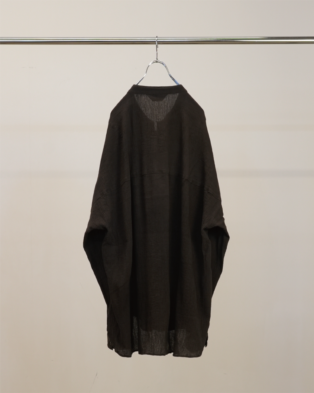 CREPE HALF ZIP SHIRT(BROWN)