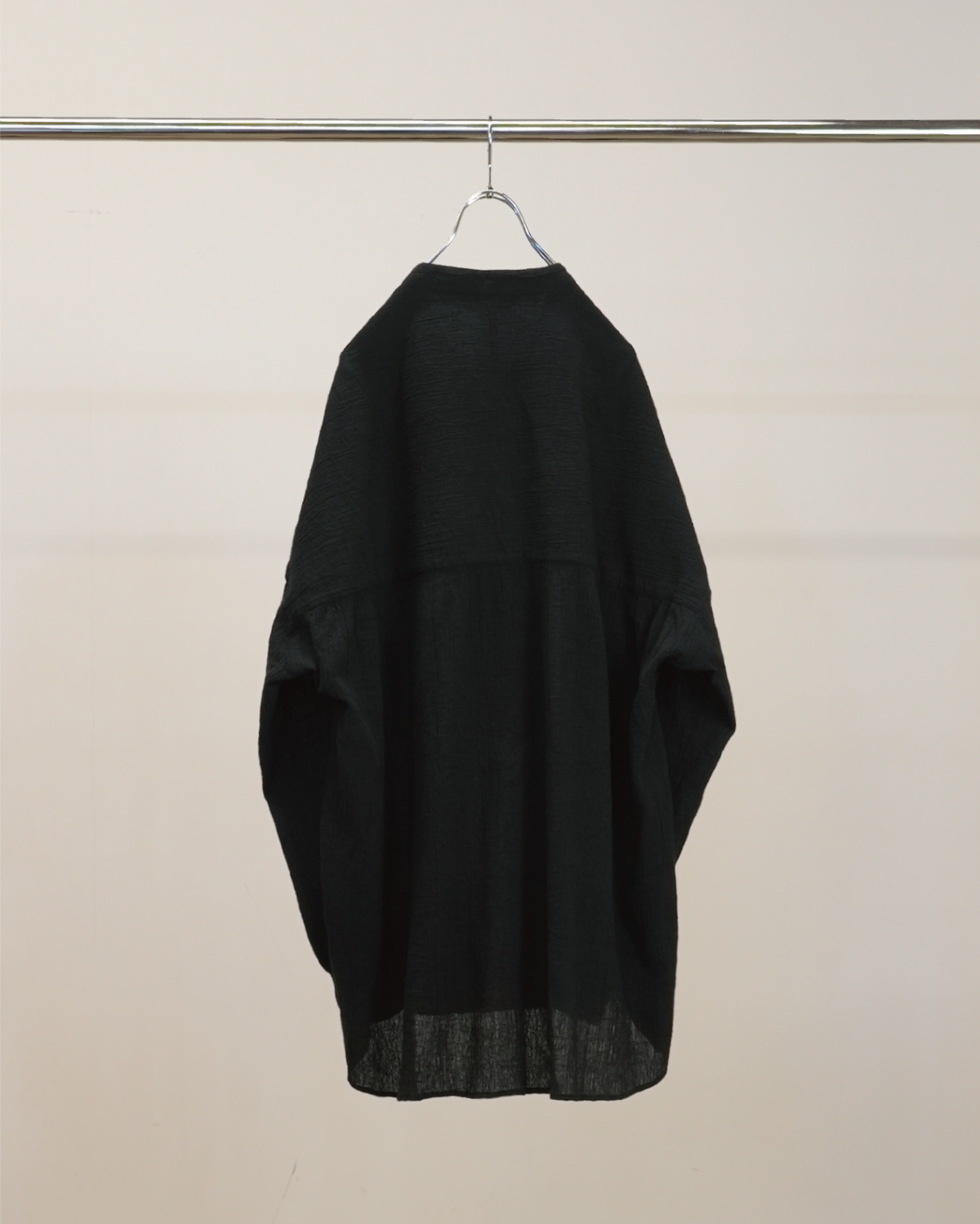 CREPE HALF ZIP SHIRT(BLACK)