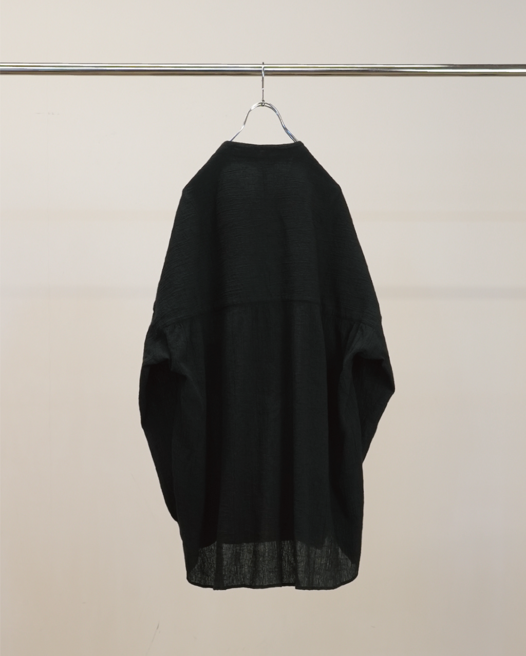 CREPE HALF ZIP SHIRT(BLACK)