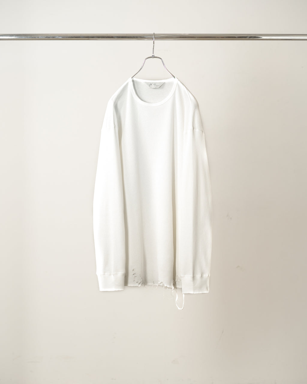 DAMAGE WAFFLE CREW LS(WHITE)