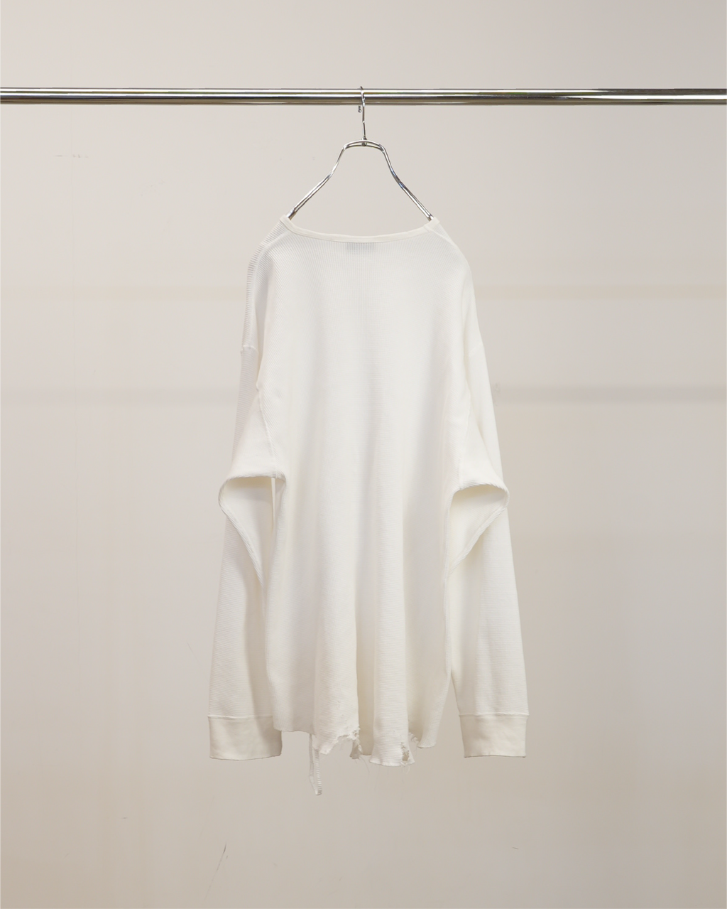DAMAGE WAFFLE CREW LS(WHITE)