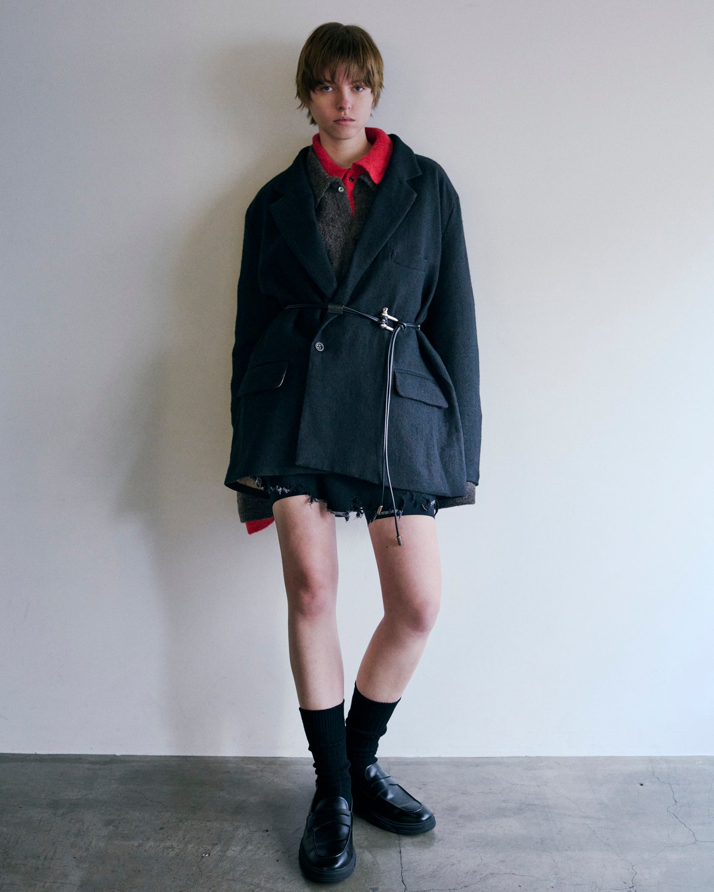 SEMI-DOUBLE TAILORED JACKET(BLACK)