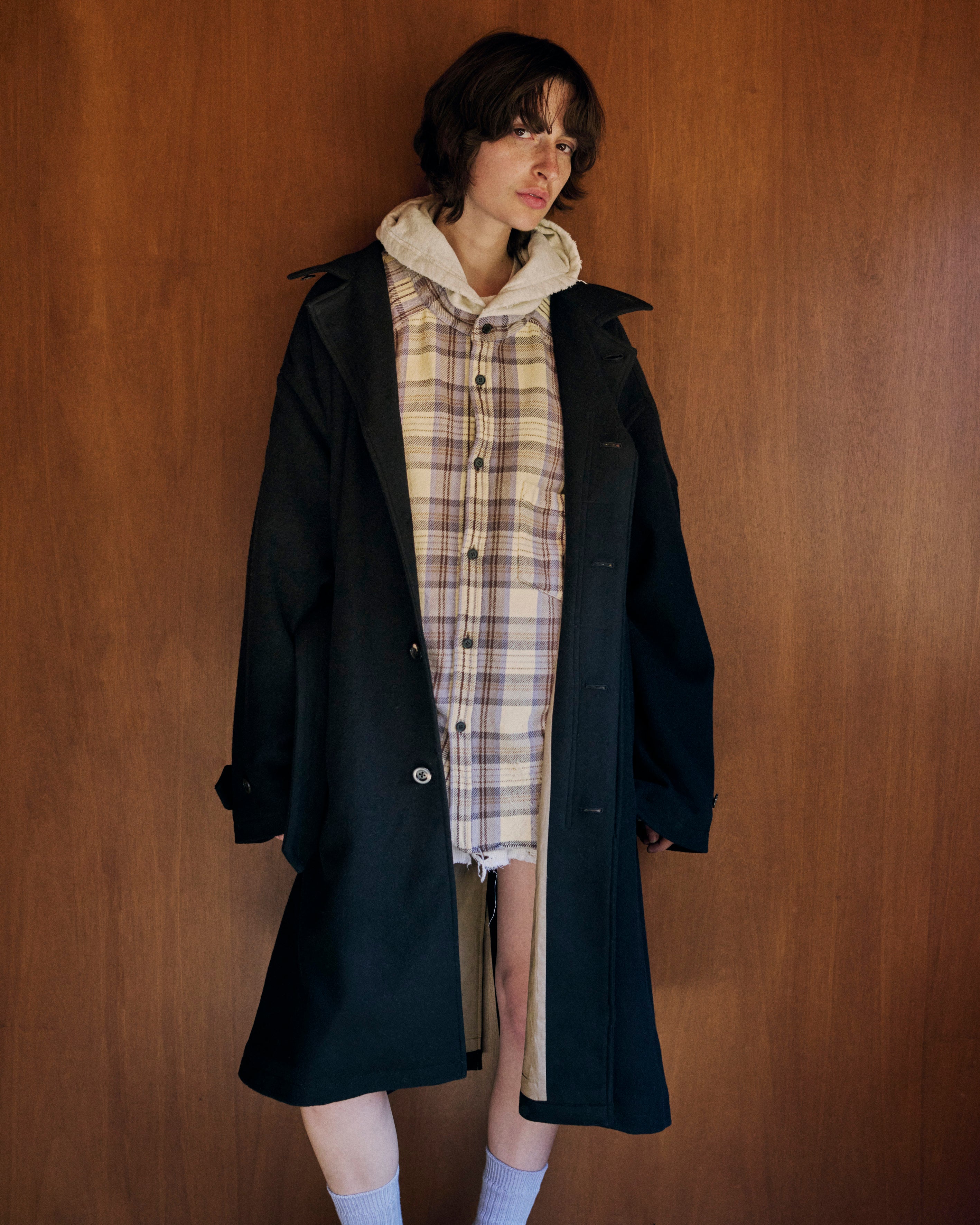 【新品未使用品】ANCELLM NEL CHECK HOODIE SHIRT NEL CHECK HOODIE SHIRT(IVORY) – ANCELLM