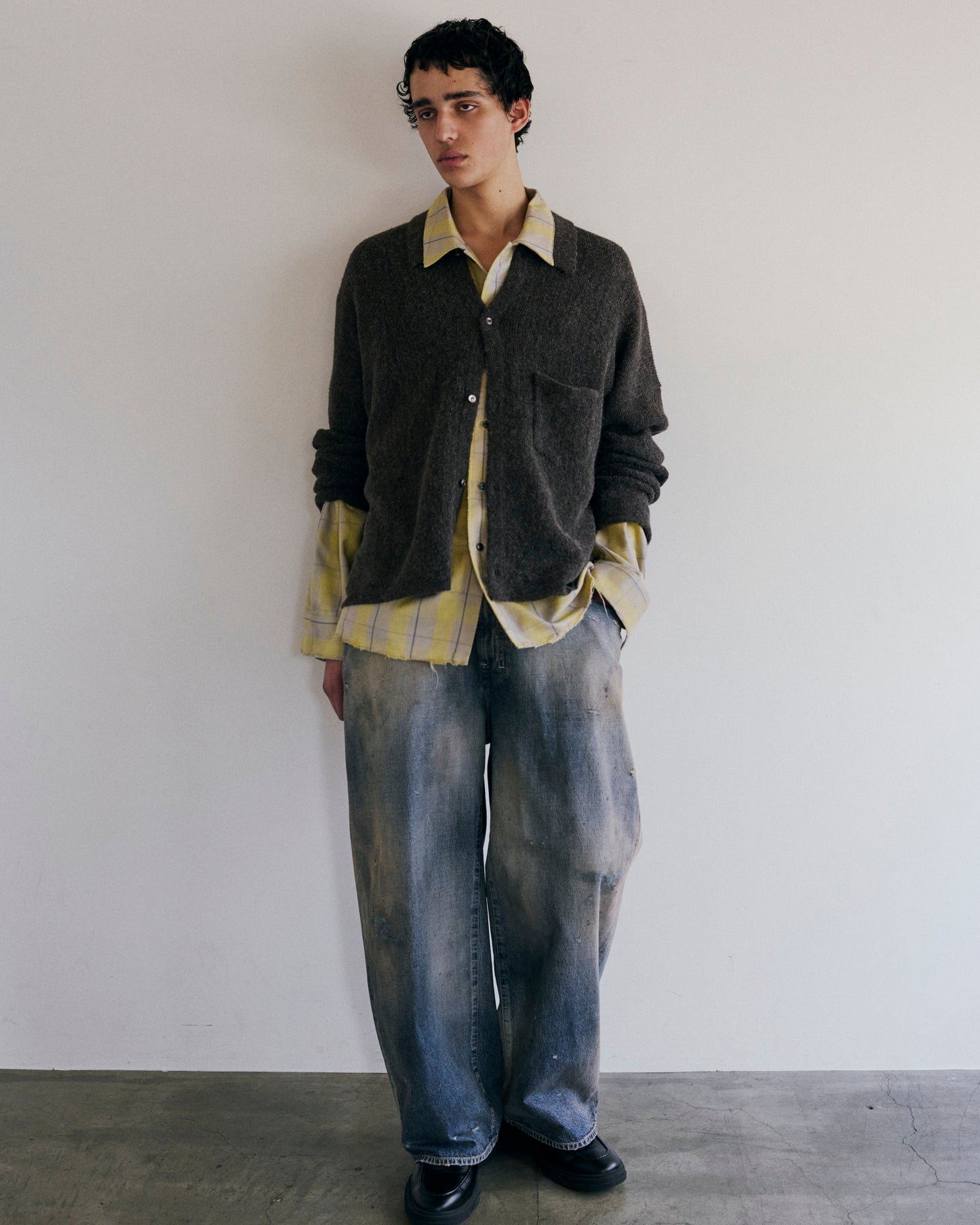 KIMONO KNIT SHIRT(BROWN)