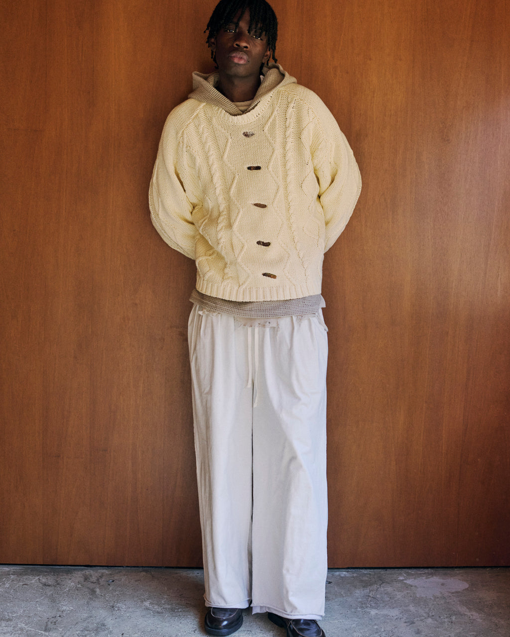 EMBROIDERY CABLE STITCH KNIT(OFF WHITE)