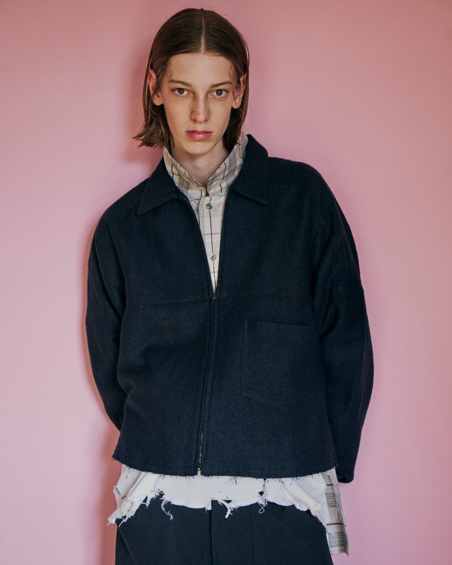 C/R CHECK SHIRT(GRAY)