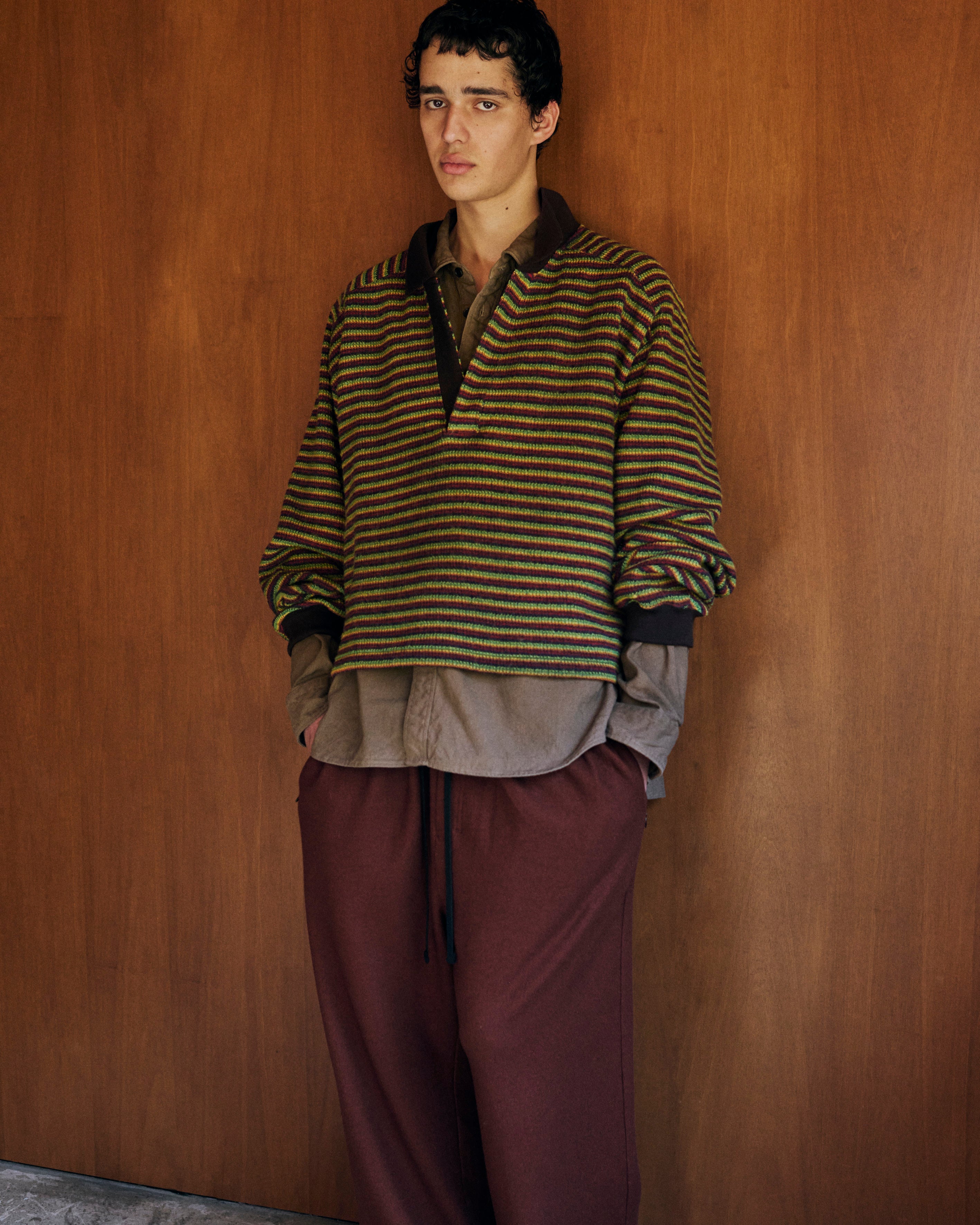 WOOL BORDER SKIPPER SHIRT(MULTI) – ANCELLM