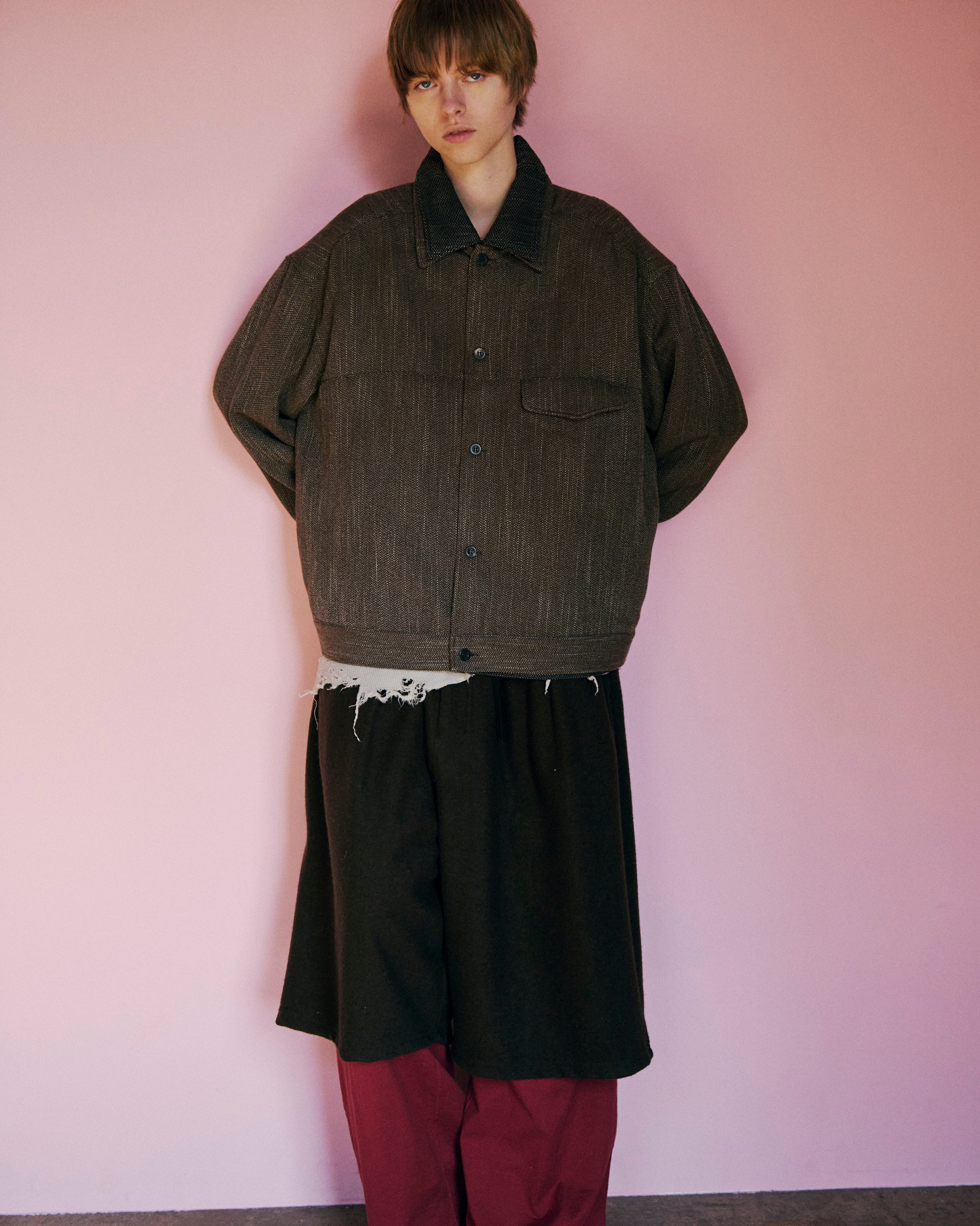 MELANGE WOOL WORK SHIRT BLOUSON(BROWN) – ANCELLM