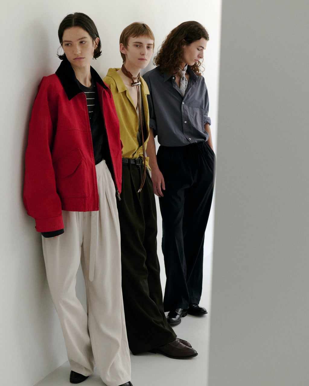 VISCOSE BELT-LESS TROUSERS(OFF)