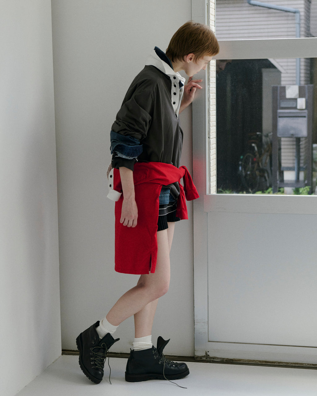 TWO-TONE RUGBY SHIRT(RED)