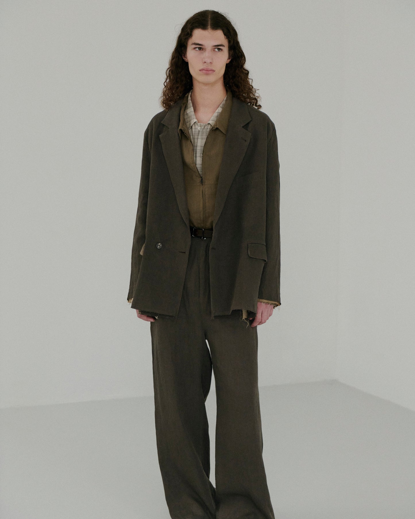 100/S LINEN TAILORED JACKET(BROWN)