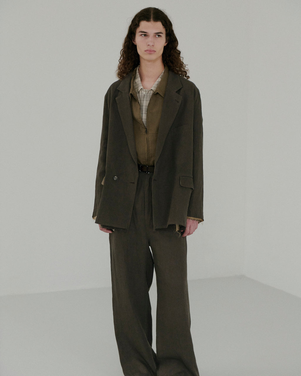 100/S LINEN TAILORED JACKET(BROWN)