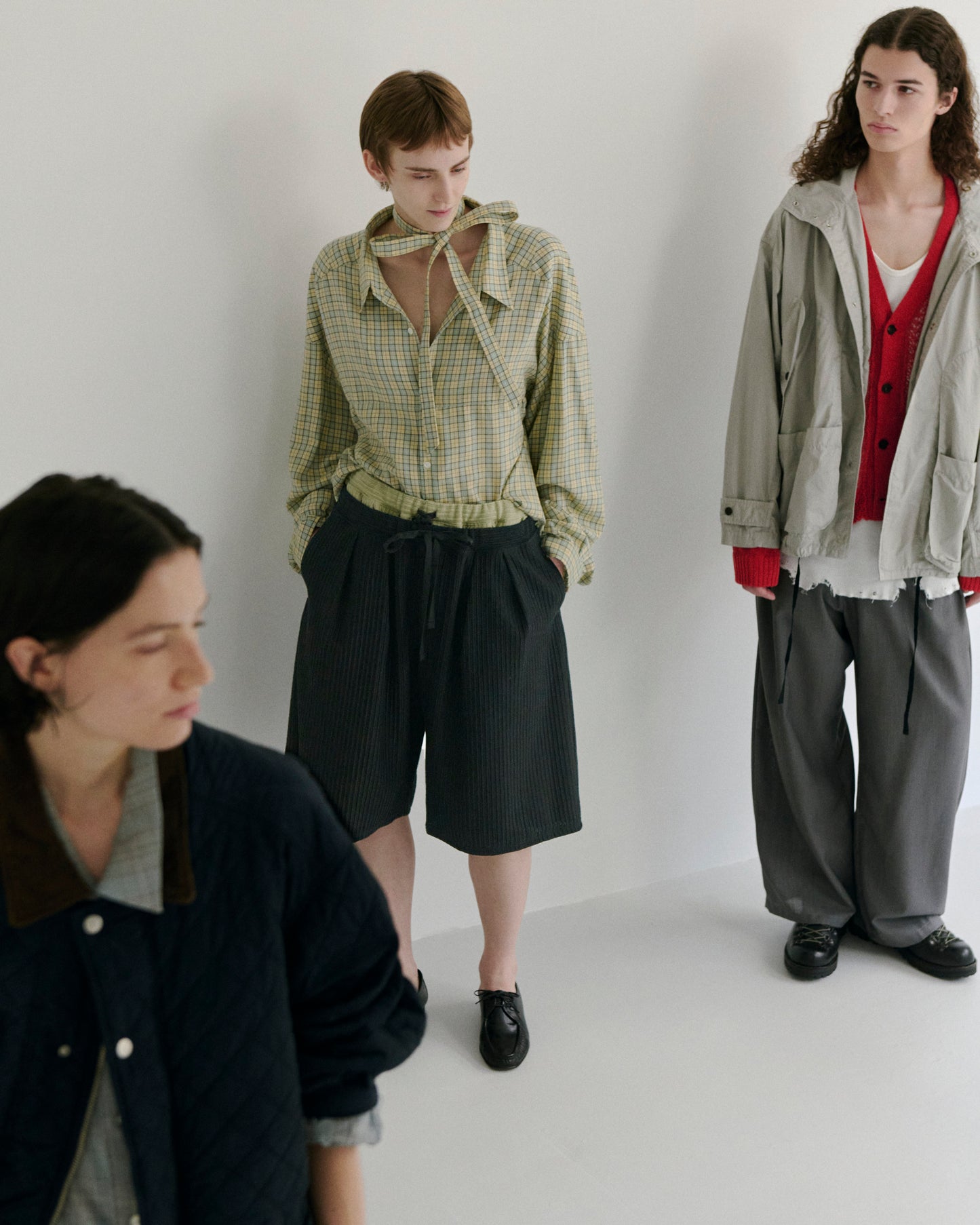 BOW-TIE CHECK SHIRT(CREAM)