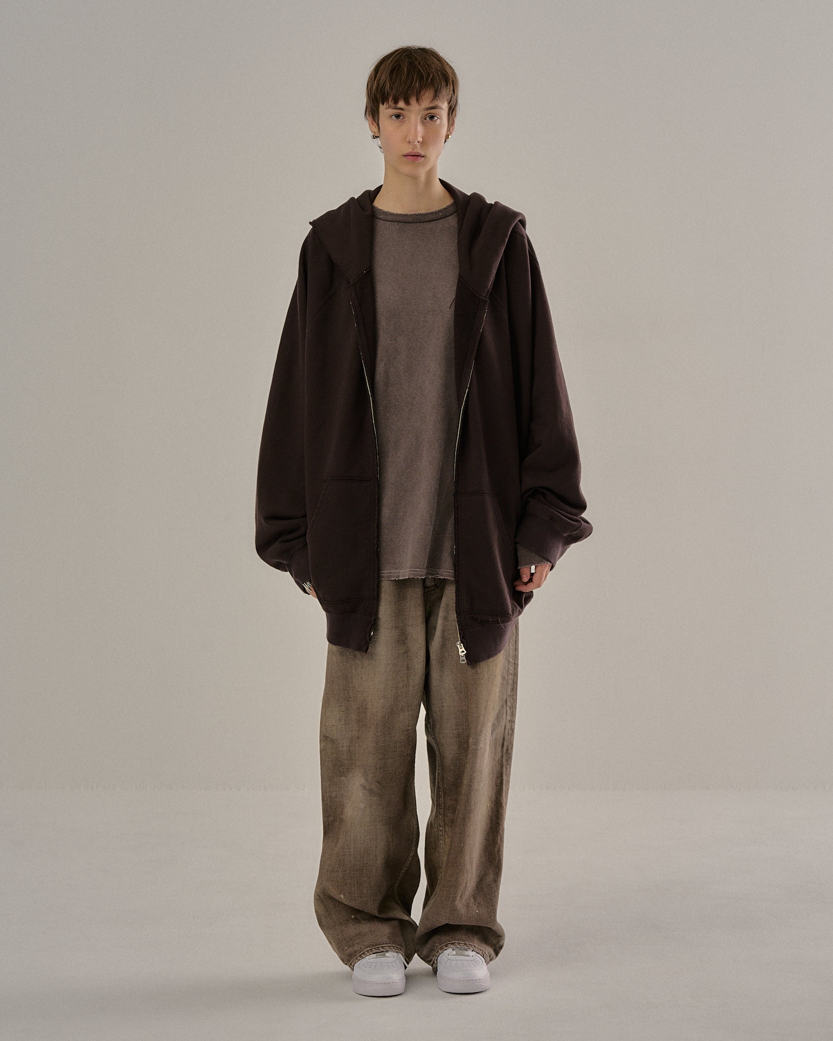 SWEAT HOODIE COAT(BROWN) – ANCELLM