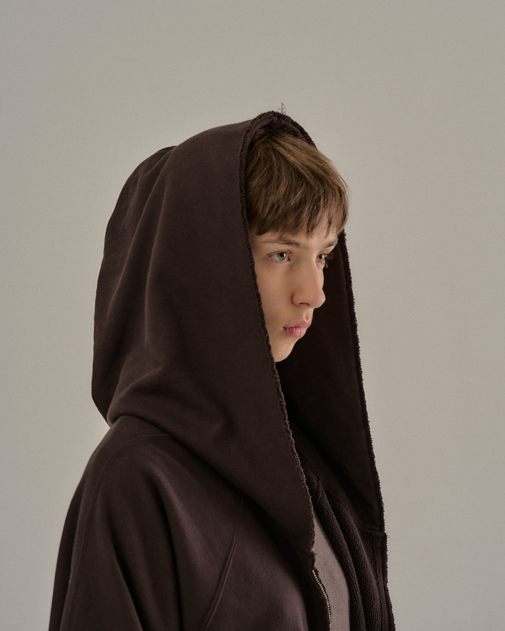 SWEAT HOODIE COAT(BROWN)