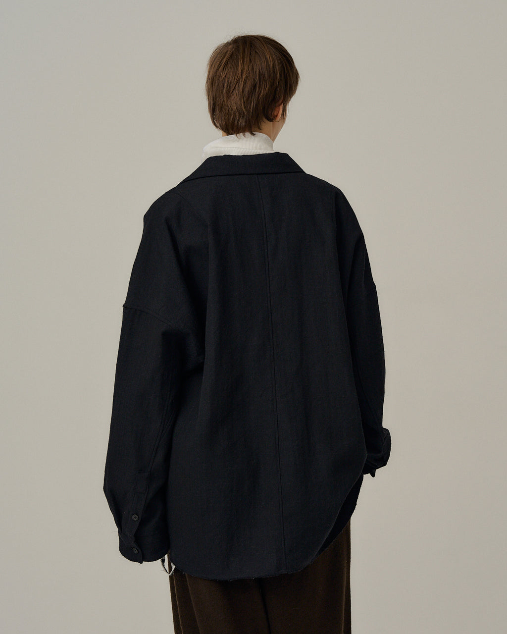WASH WOOL TAILORED SHIRT(CHARCOAL)