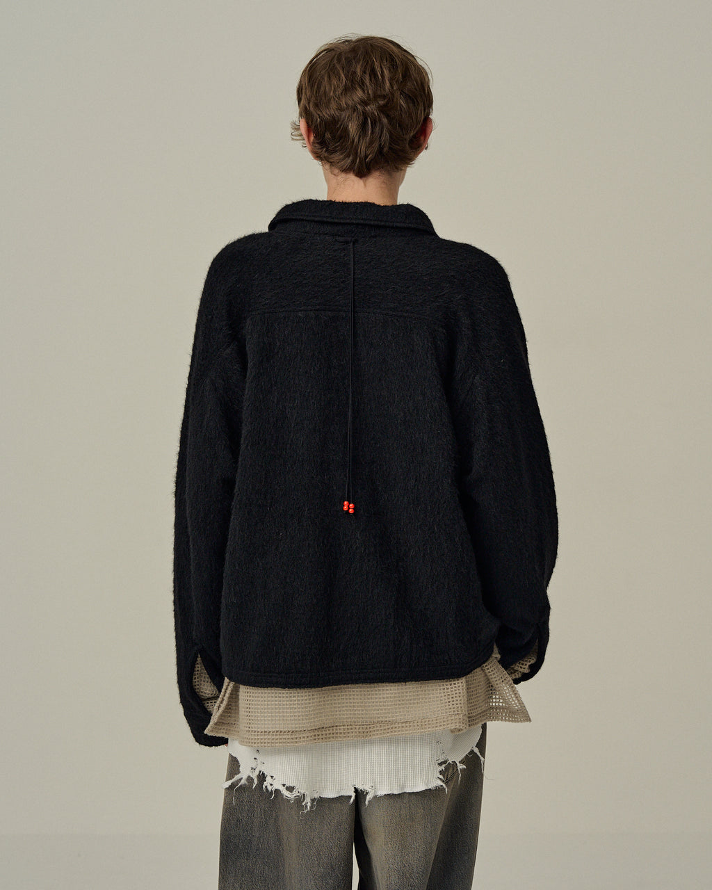 SHAGGY ZIP UP SHIRT(BLACK)