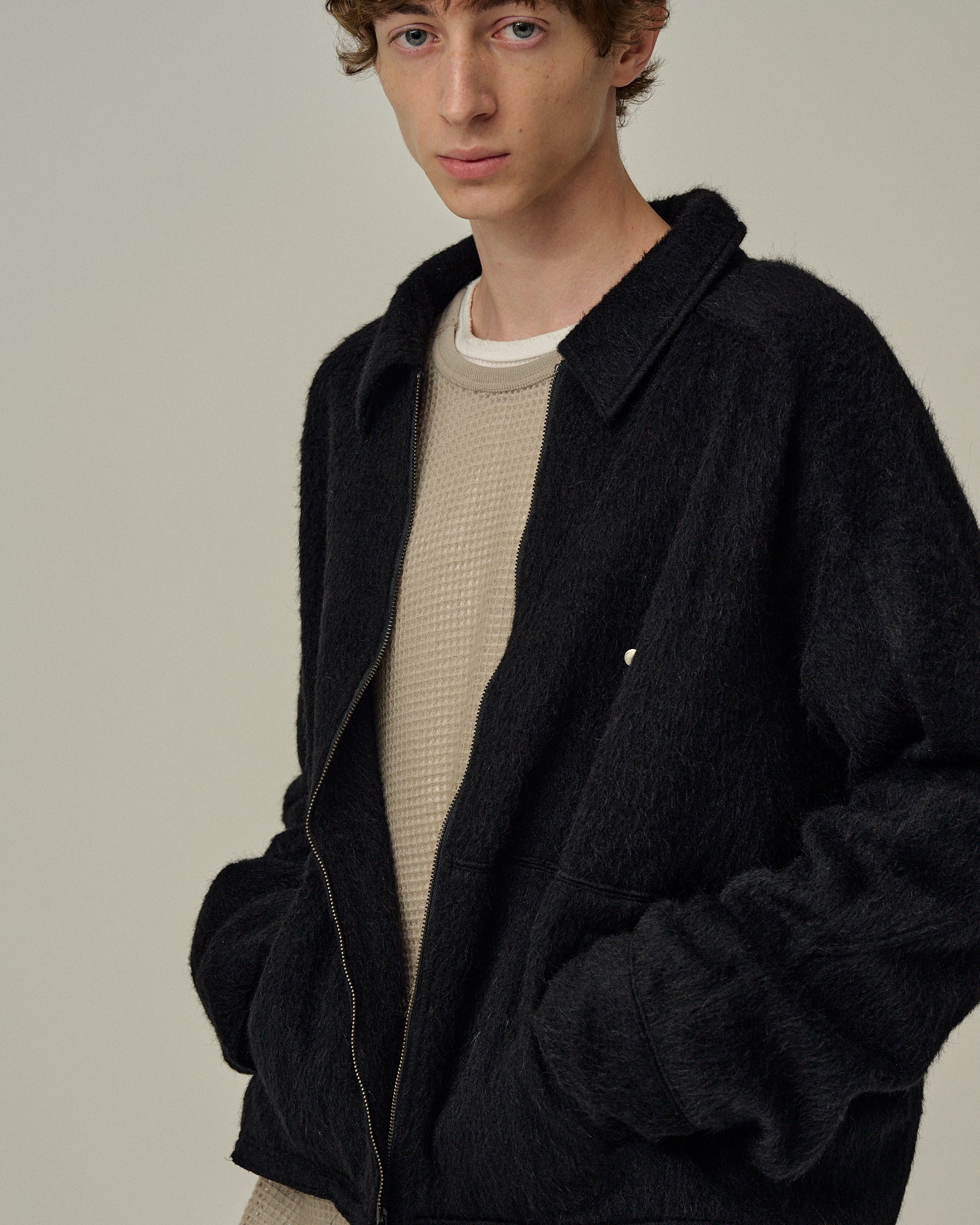 トップス ANCELLM SHAGGY ZIP UP SHIRT ANCELLM - SHAGGY ZIP UP SHIRT | BROWN | ジップアップシャツ | NapsNote